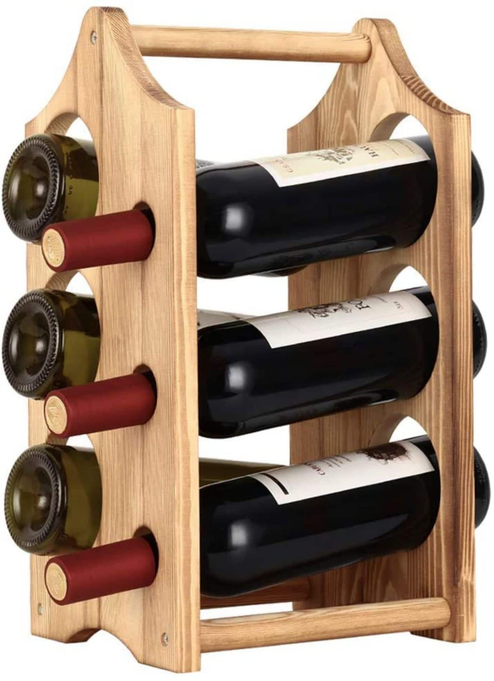 NEX&#x2122; 16&#x22; Rustic Countertop 6-Bottle Wood Wine Rack