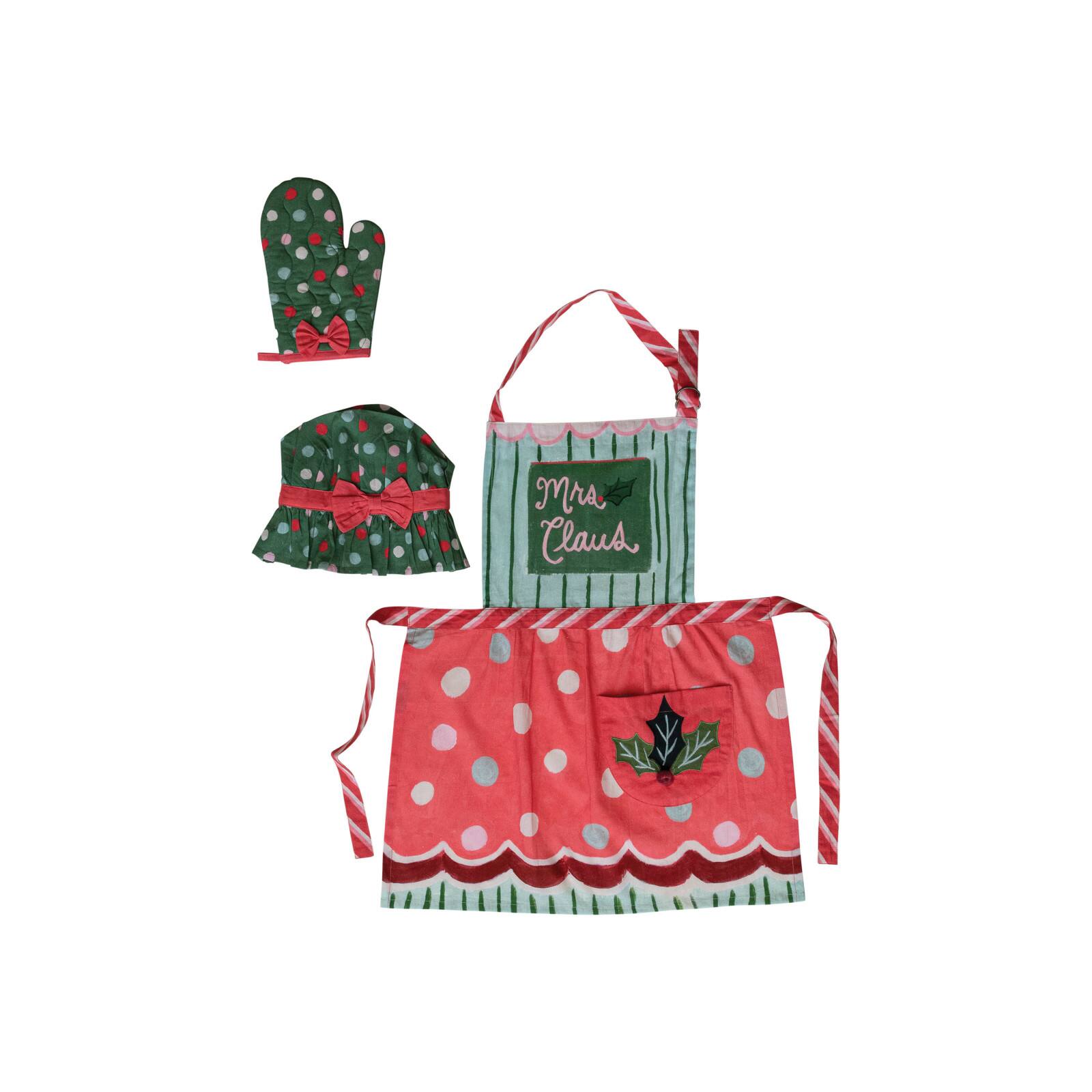 Hello Honey&#xAE; Mrs. Claus Theme Cotton Child Apron Set