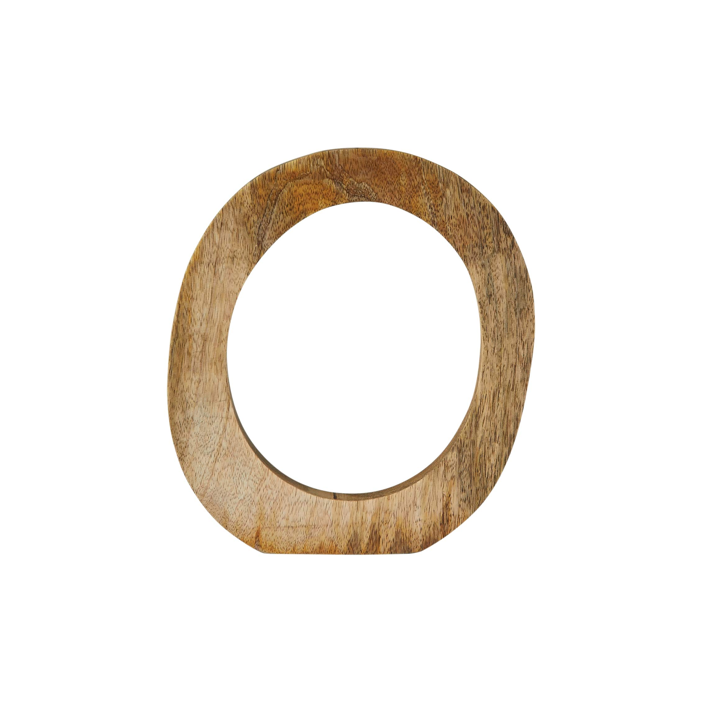 10.5&#x22; Natural Modern Decorative Carved Wood Standing Circle