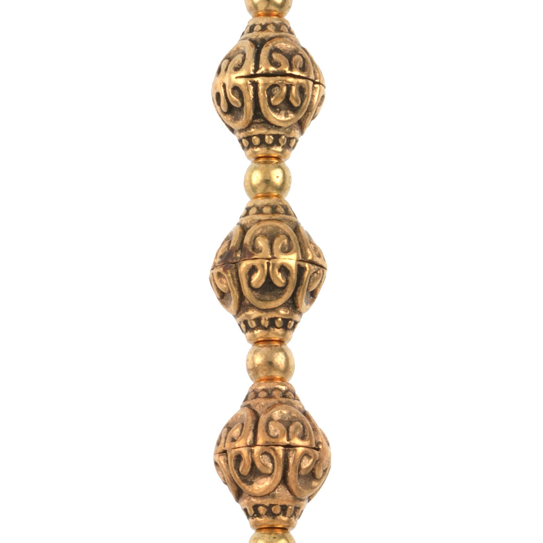 12 Pack: Antique Gold Metal Bicone Beads by Bead Landing™