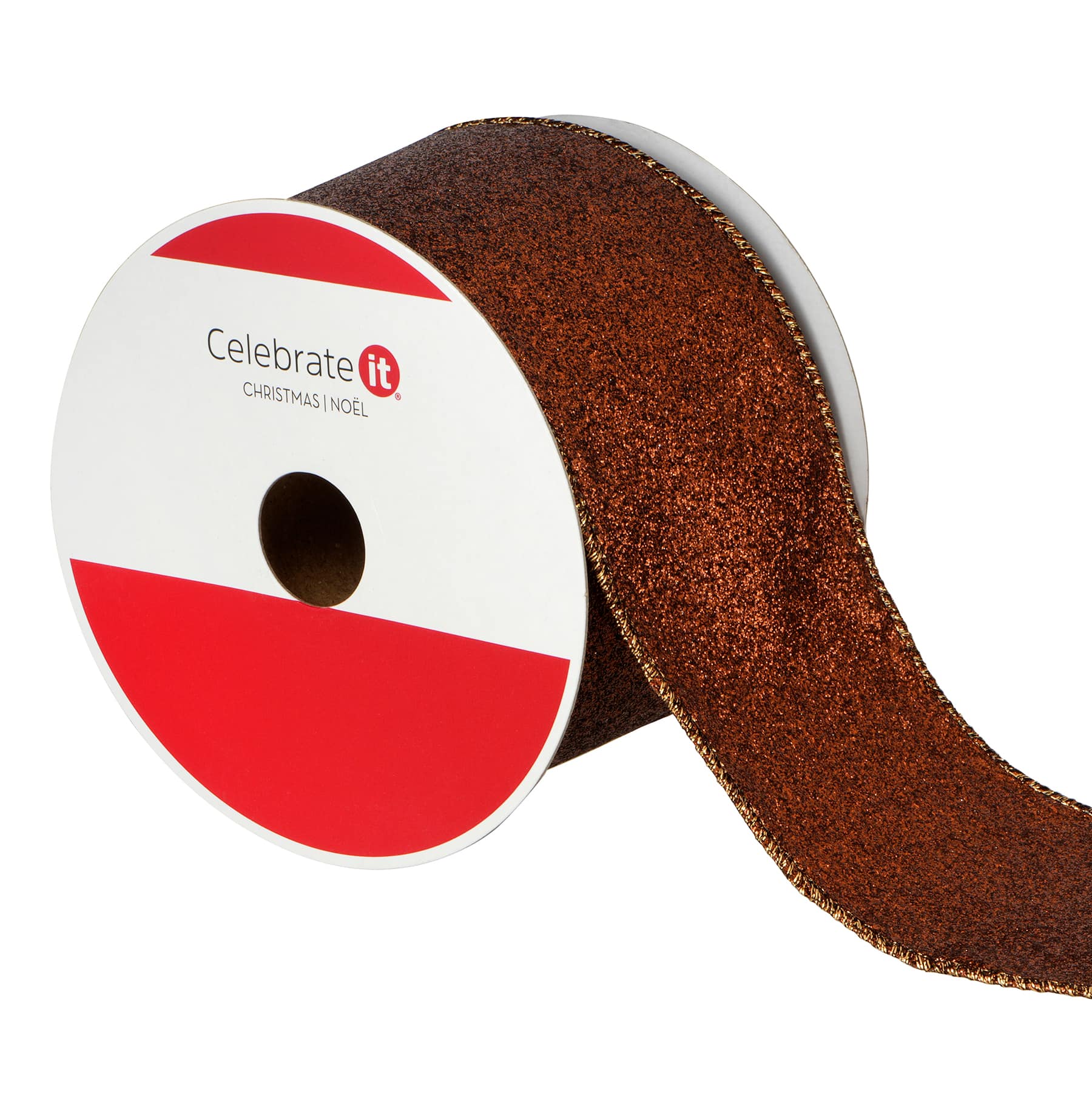 2.5" x 30ft. Brown Wired Glitter Ribbon by Celebrate It®