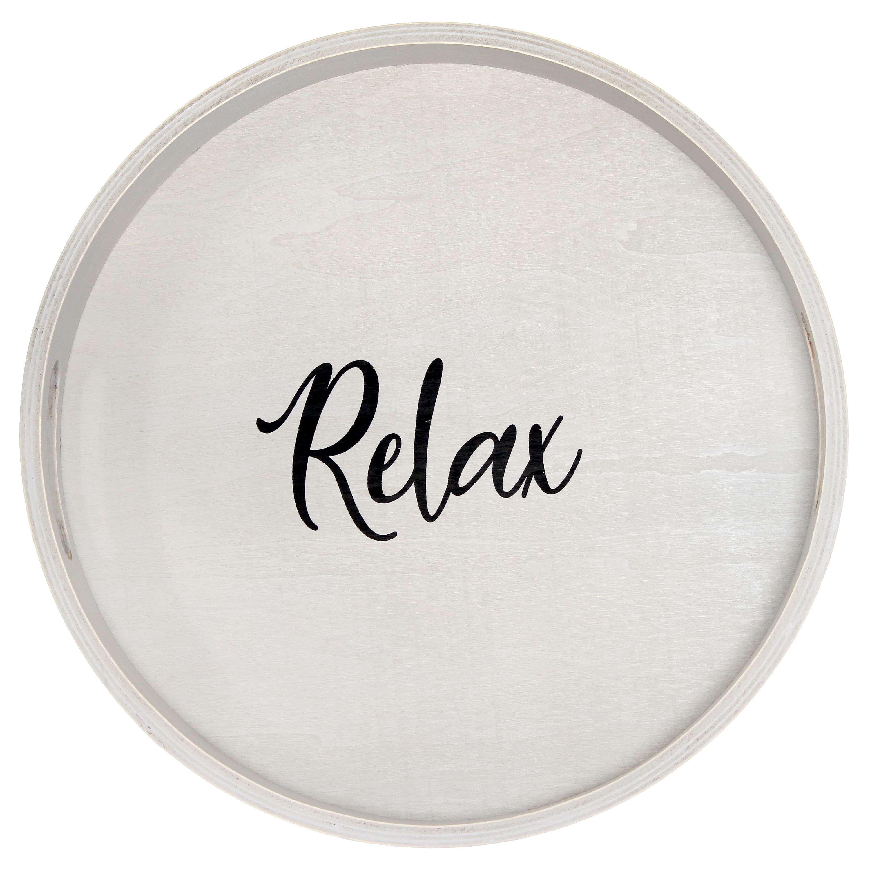 Elegant Designs&#x2122; 13.8&#x22; Round Relax Serving Tray with Handles