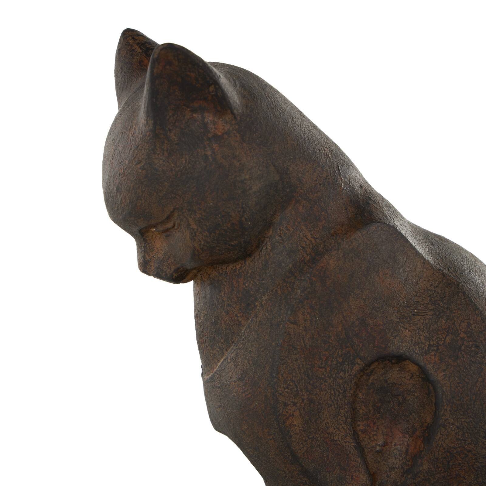 7.75" Dark Brown Cat Frowning Bookend Set with Copper Accents