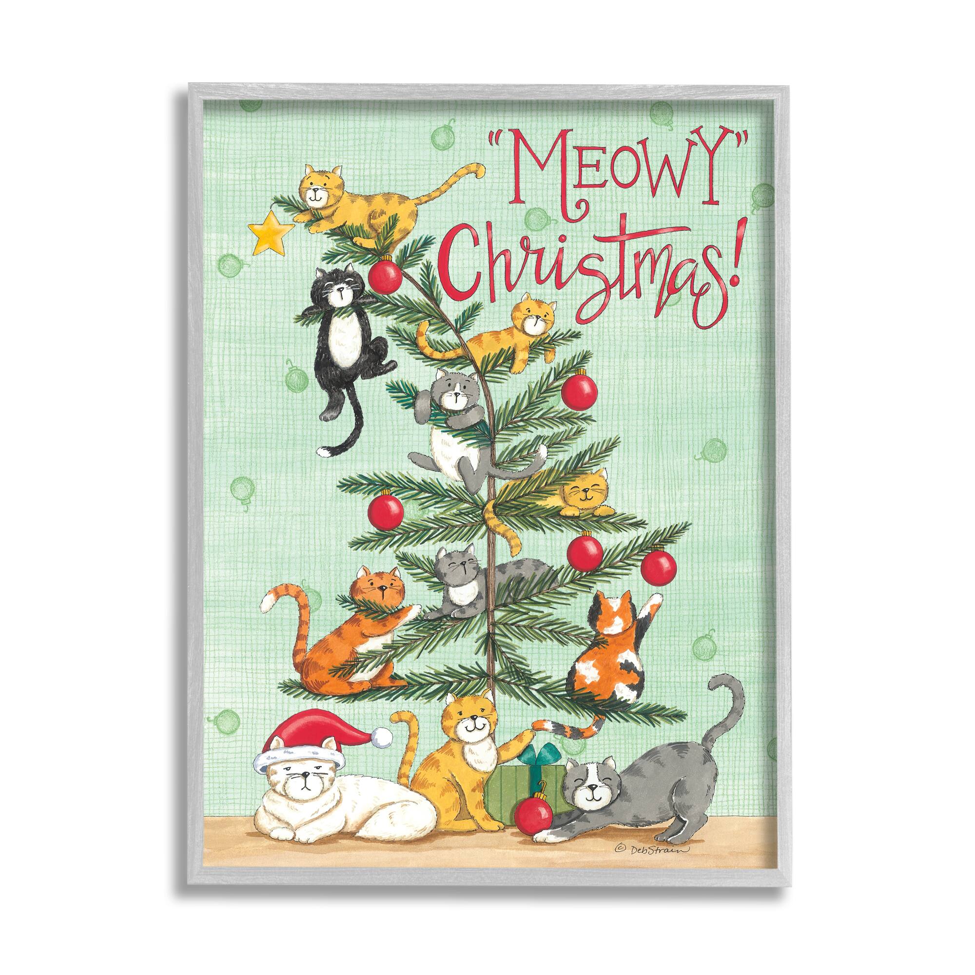 Stupell Industries Meowy Christmas Cats Framed Giclée Art