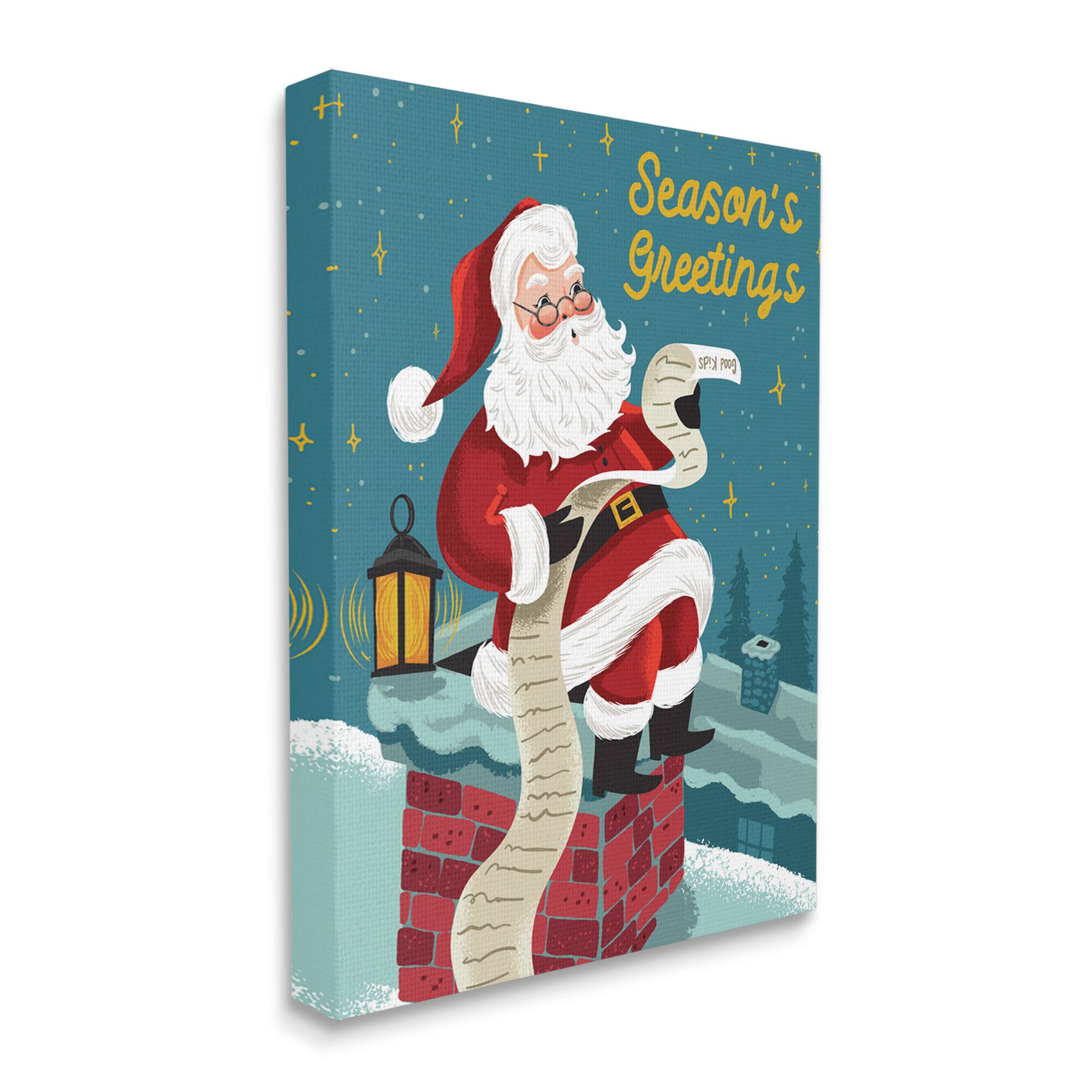 Stupell Industries Season&#x27;s Greetings Santa&#x27;s List Chimney Canvas Wall Art