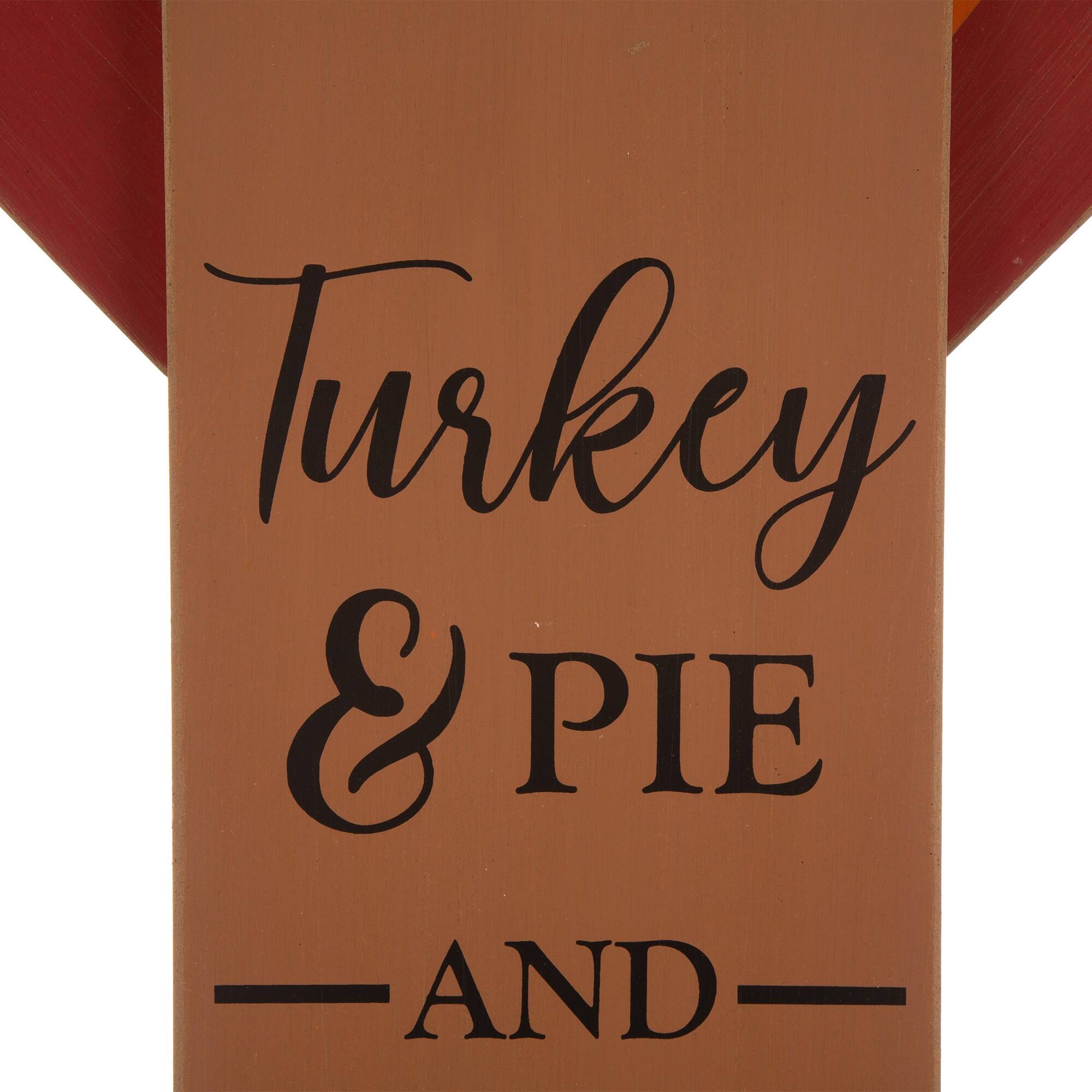Glitzhome® 3.3ft. Thanksgiving Wooden Turkey Standing Décor