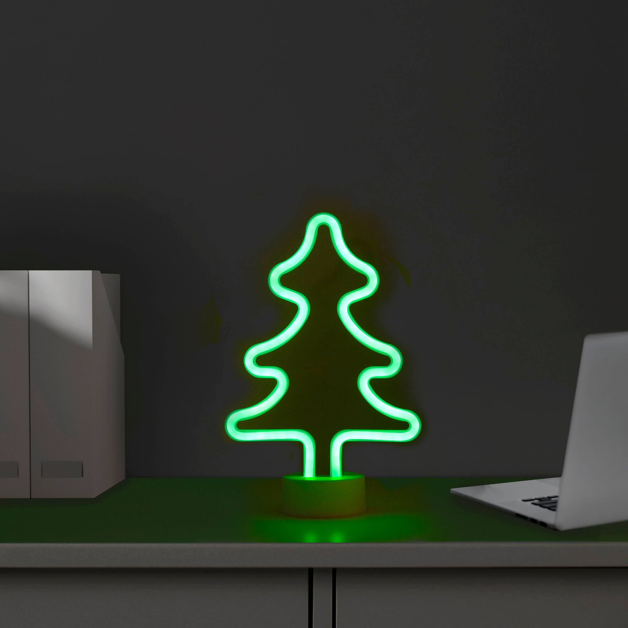 11'' Green LED Neon-Style Christmas Tree Tabletop Sign
