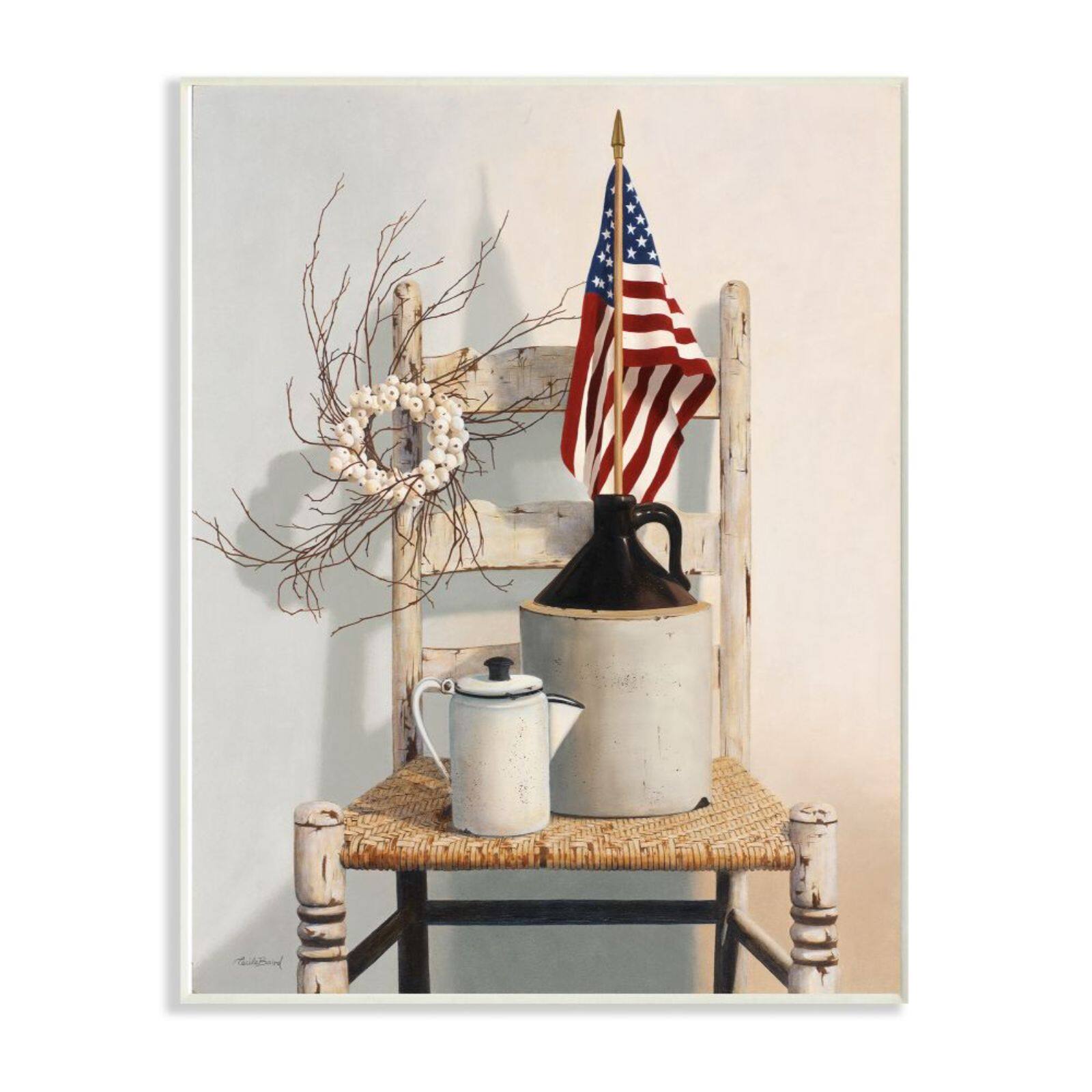 Stupell Industries American Flag Rustic Things Still Life Wall Plaque
