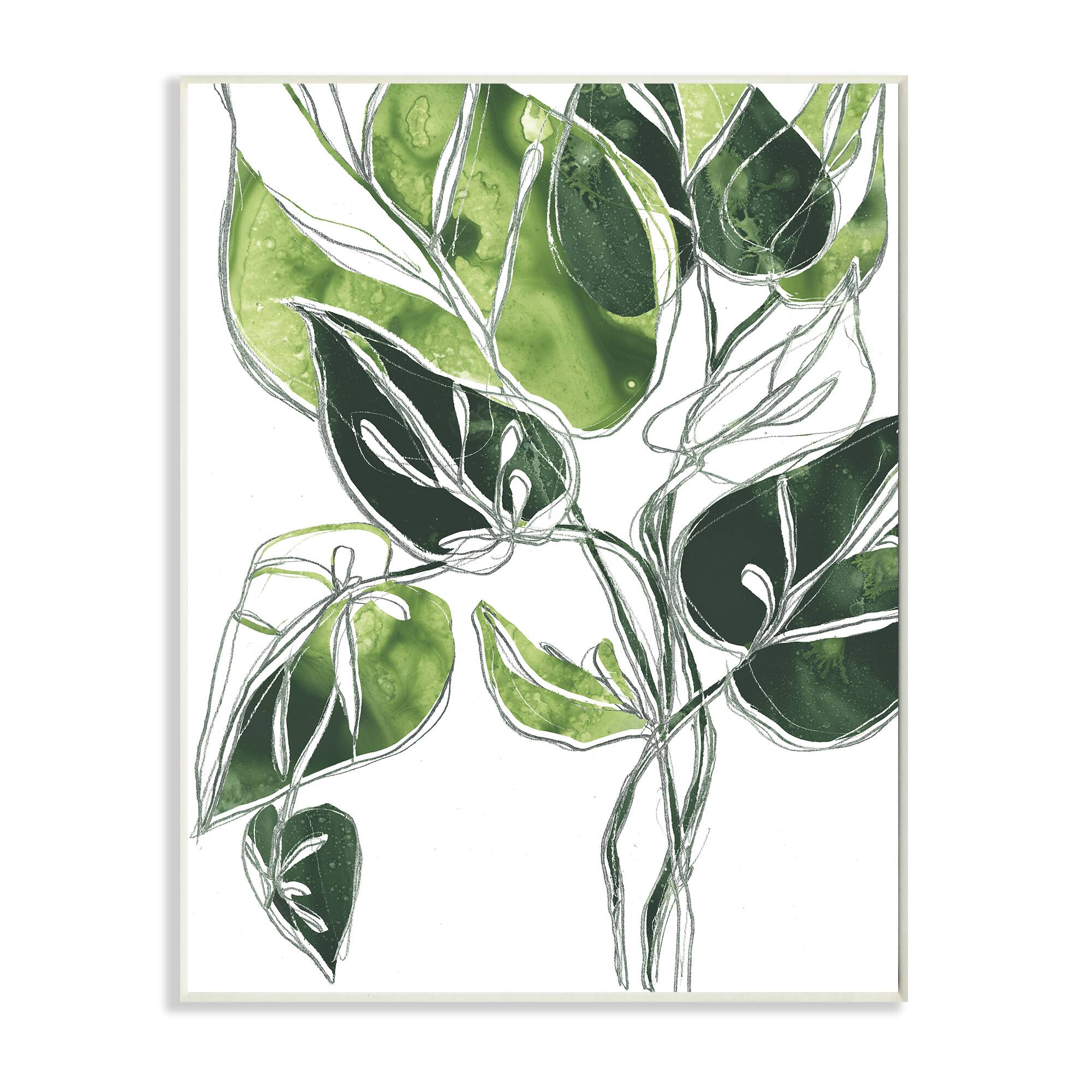 Stupell Industries Intricate Palm Vines Unique Green Leaves Wall Plaque