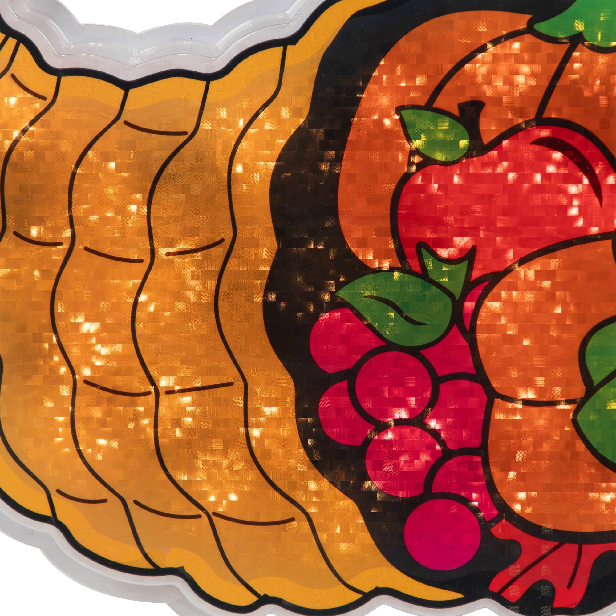 16" Gold & Red Lighted Cornucopia Thanksgiving Window Silhouette Decoration