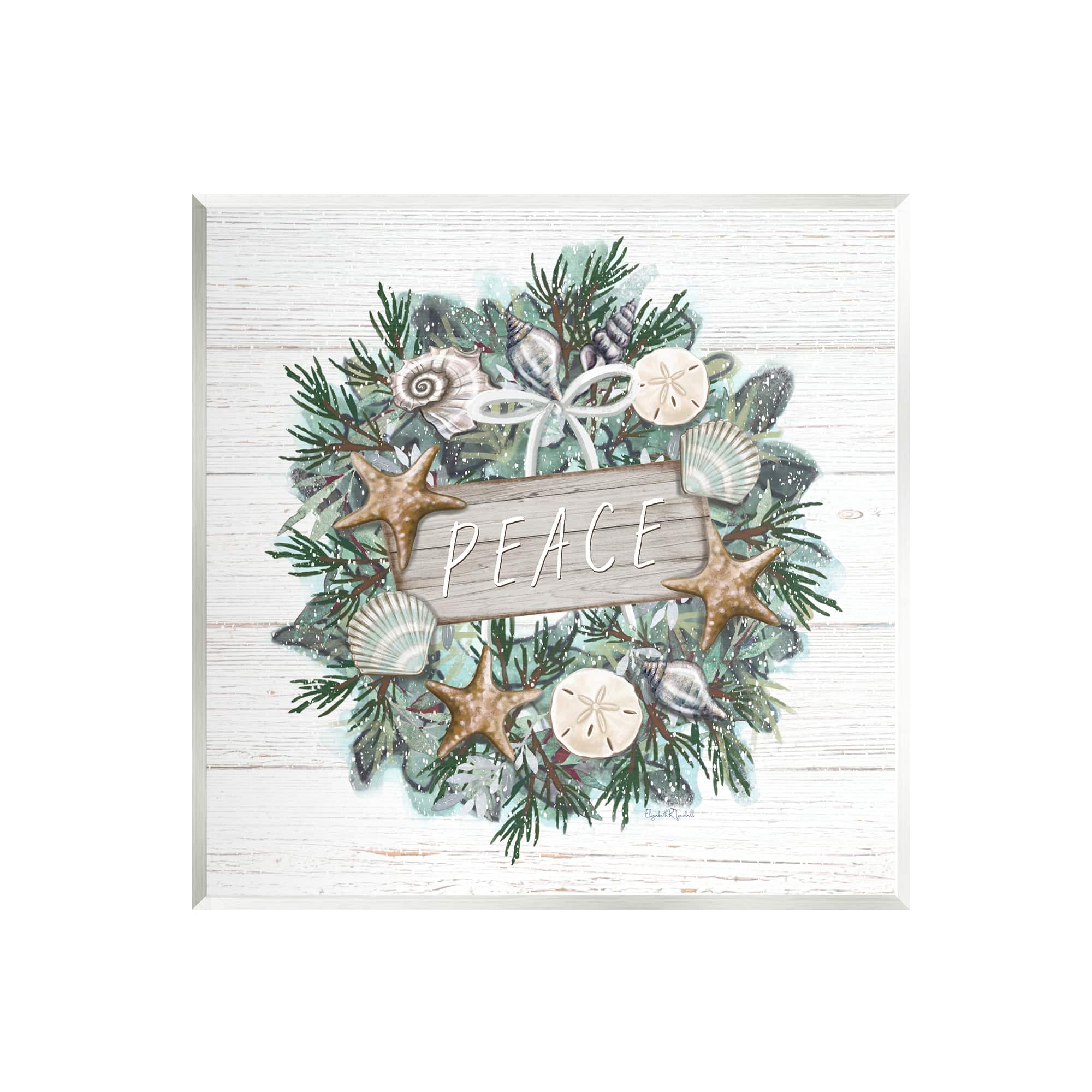 Stupell Industries Sea Life Holiday Peace Wreath Wall Plaque Art