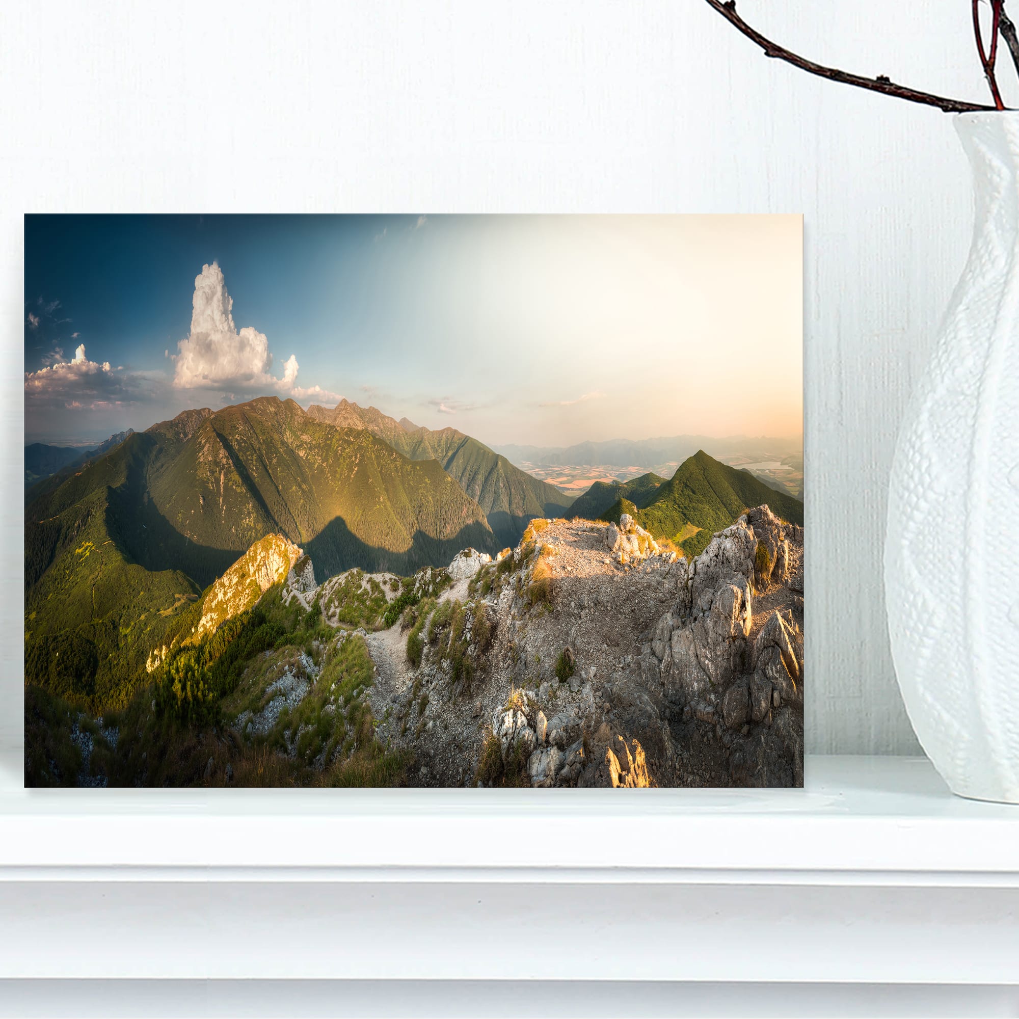 Designart - Rocky Green Mountains Panorama - Landscape Canvas Art Print
