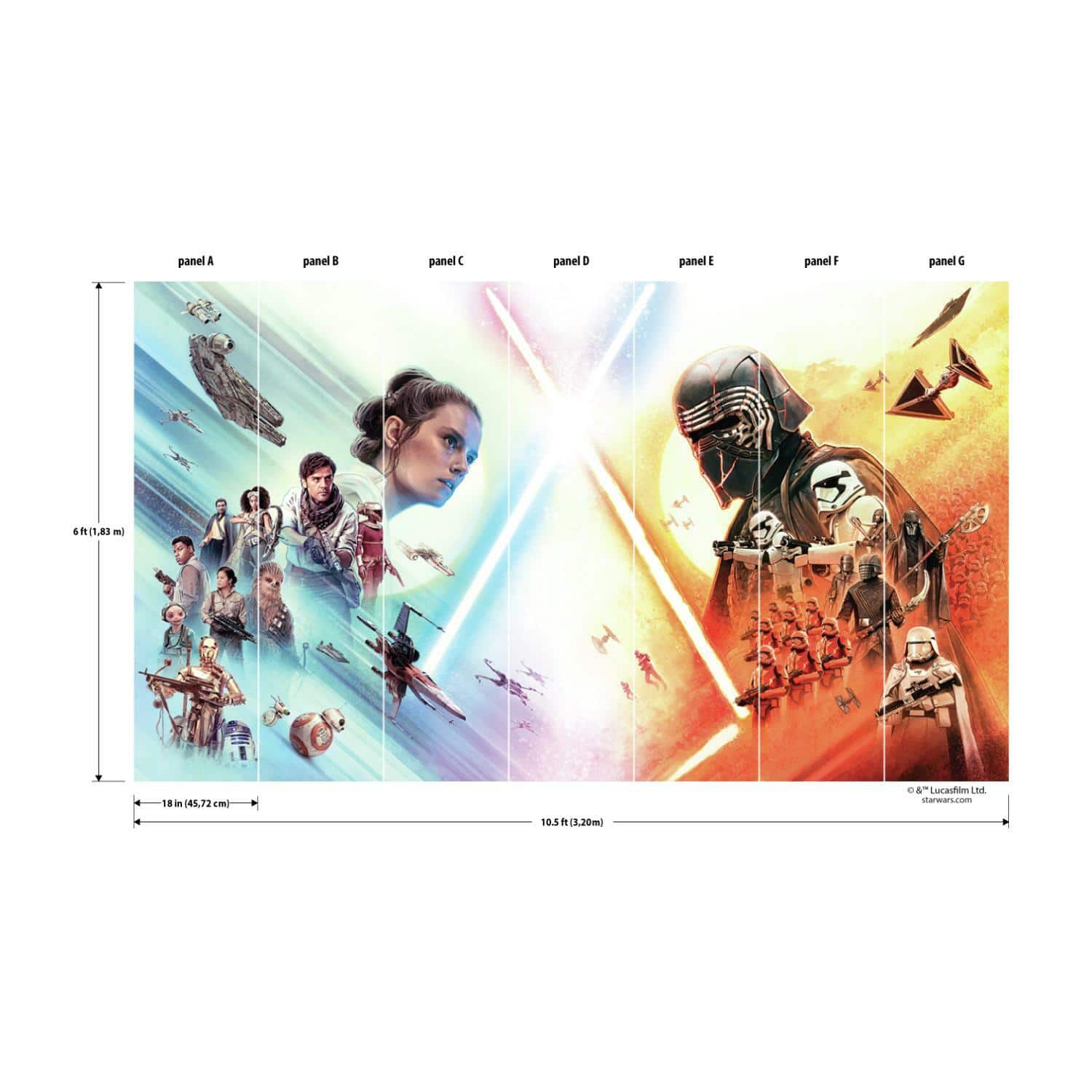 RoomMates Star Wars The Rise Of Skywalker Peel &#x26; Stick Mural