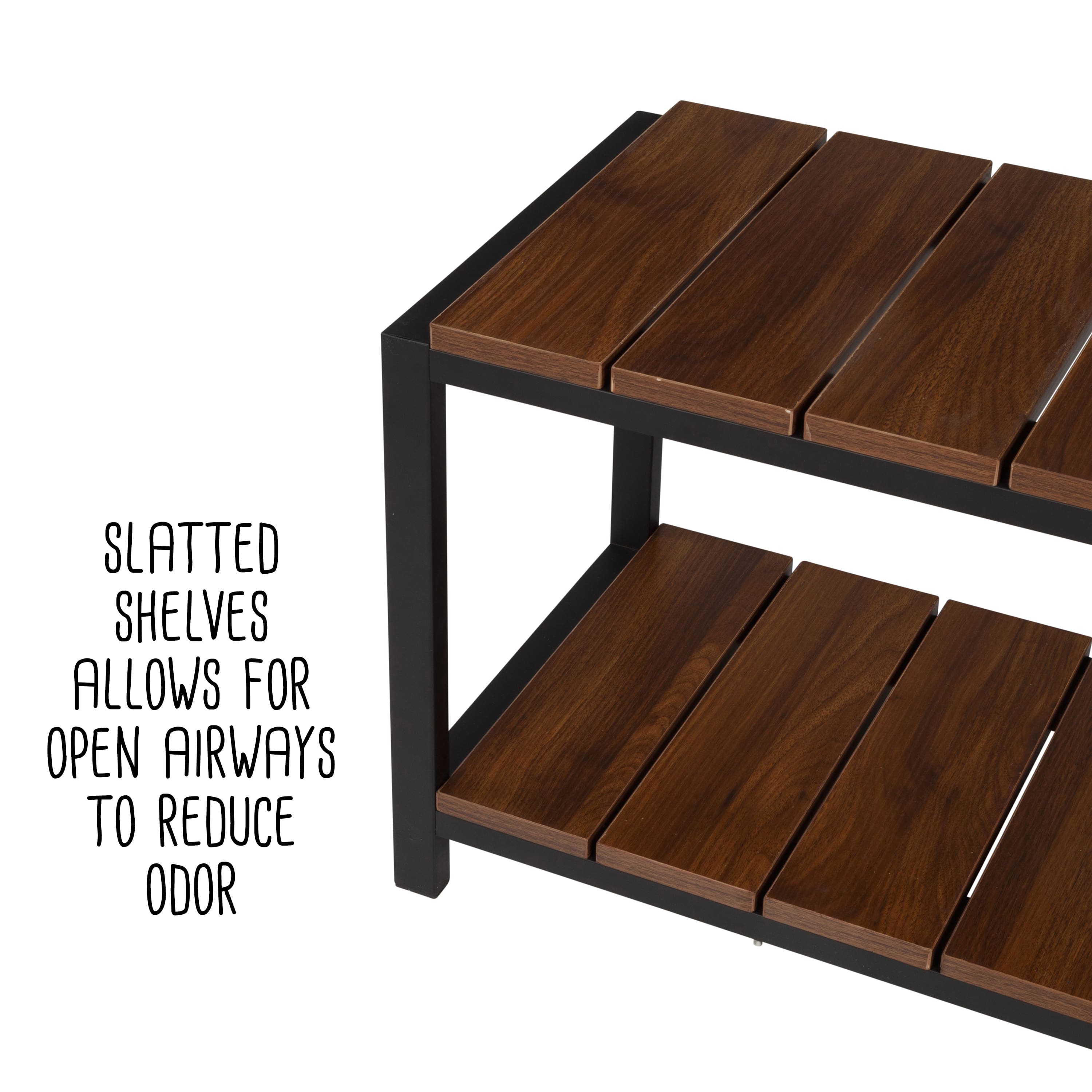 Honey Can Do Walnut 2-Tier Entryway Shoe Bench