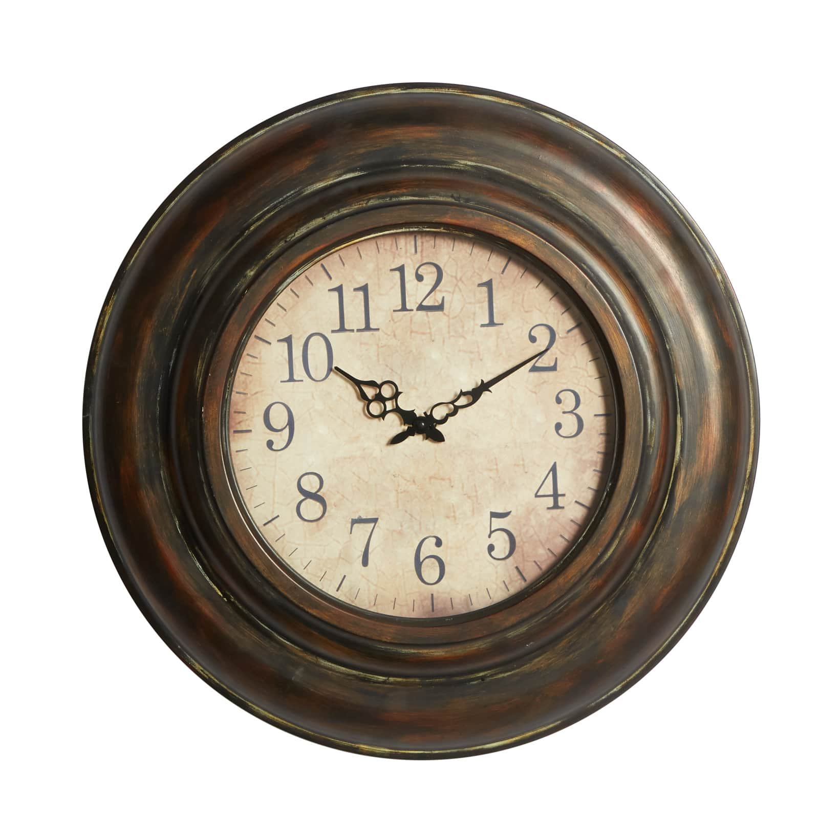 Brown Rustic Metal Wall Clock, 24" x 24"