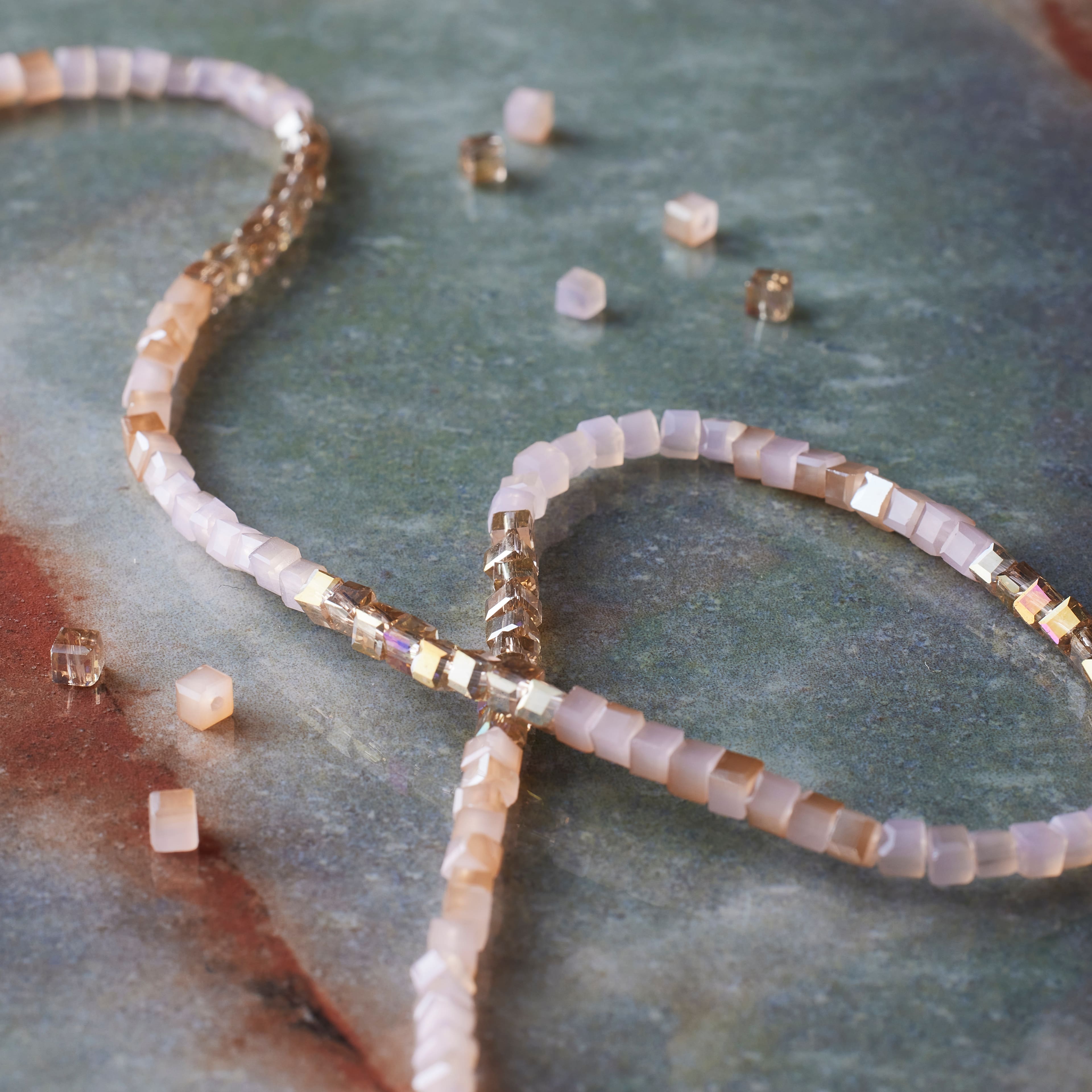 12 Pack: Pink Ombre Glass Cube Beads, 2mm by Bead Landing™