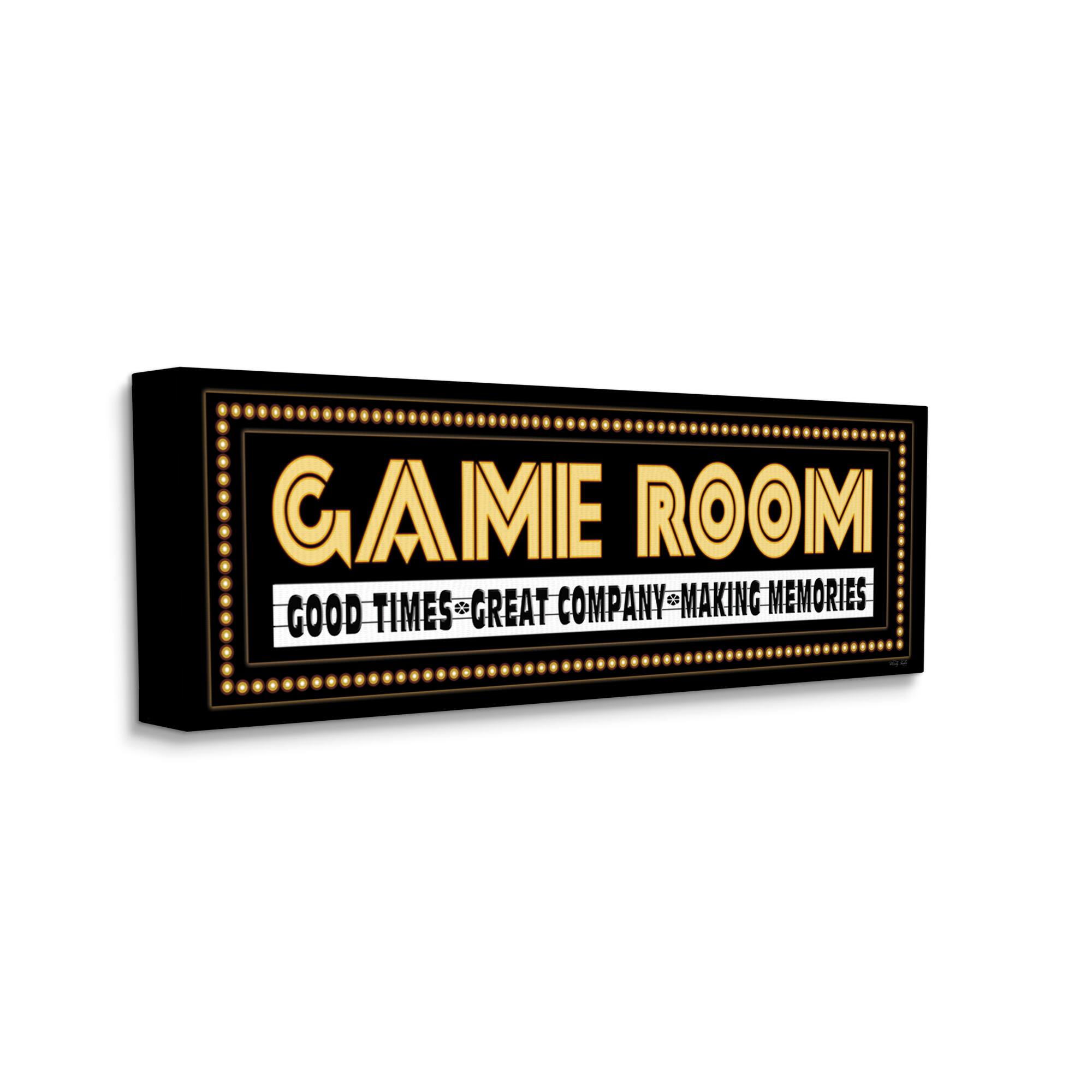 Stupell Industries Arcade Game Room Quote Vintage Style Sign Canvas Wall Art