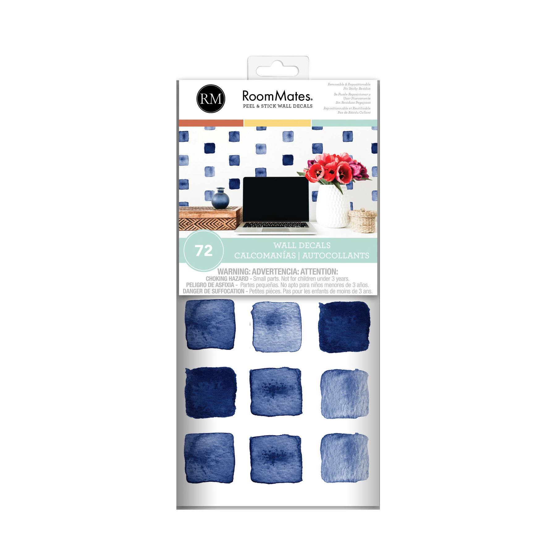 RoomMates Blue Watercolor Blocks Peel & Stick Wall Decals