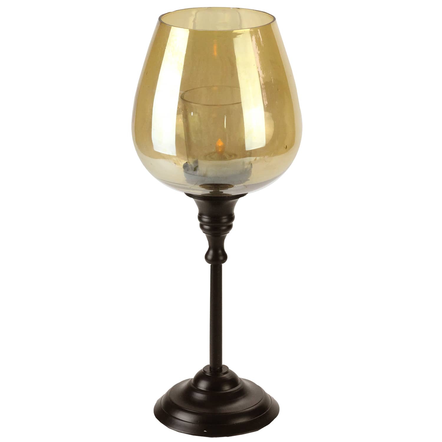13" Decorative Small Golden Luster Brown Stemmed Votive Candle Holder