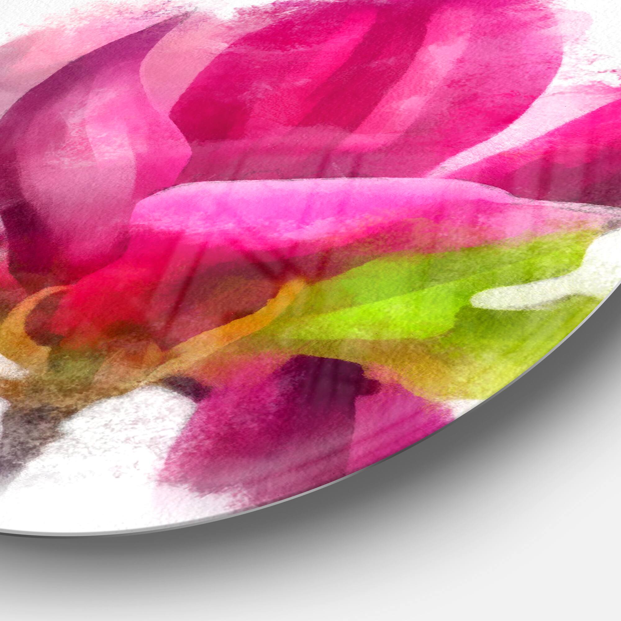 Designart - Full Bloom Pink Magnolia Flower' Large Floral Metal Artwork