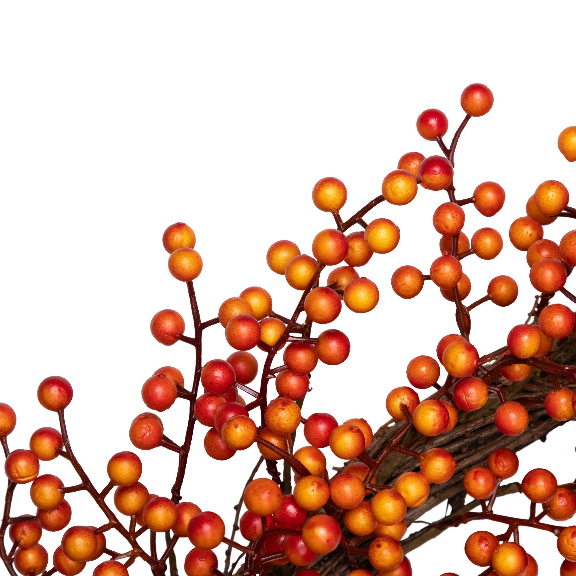 18" Red & Orange Berries Artificial Fall Harvest Twig Wreath
