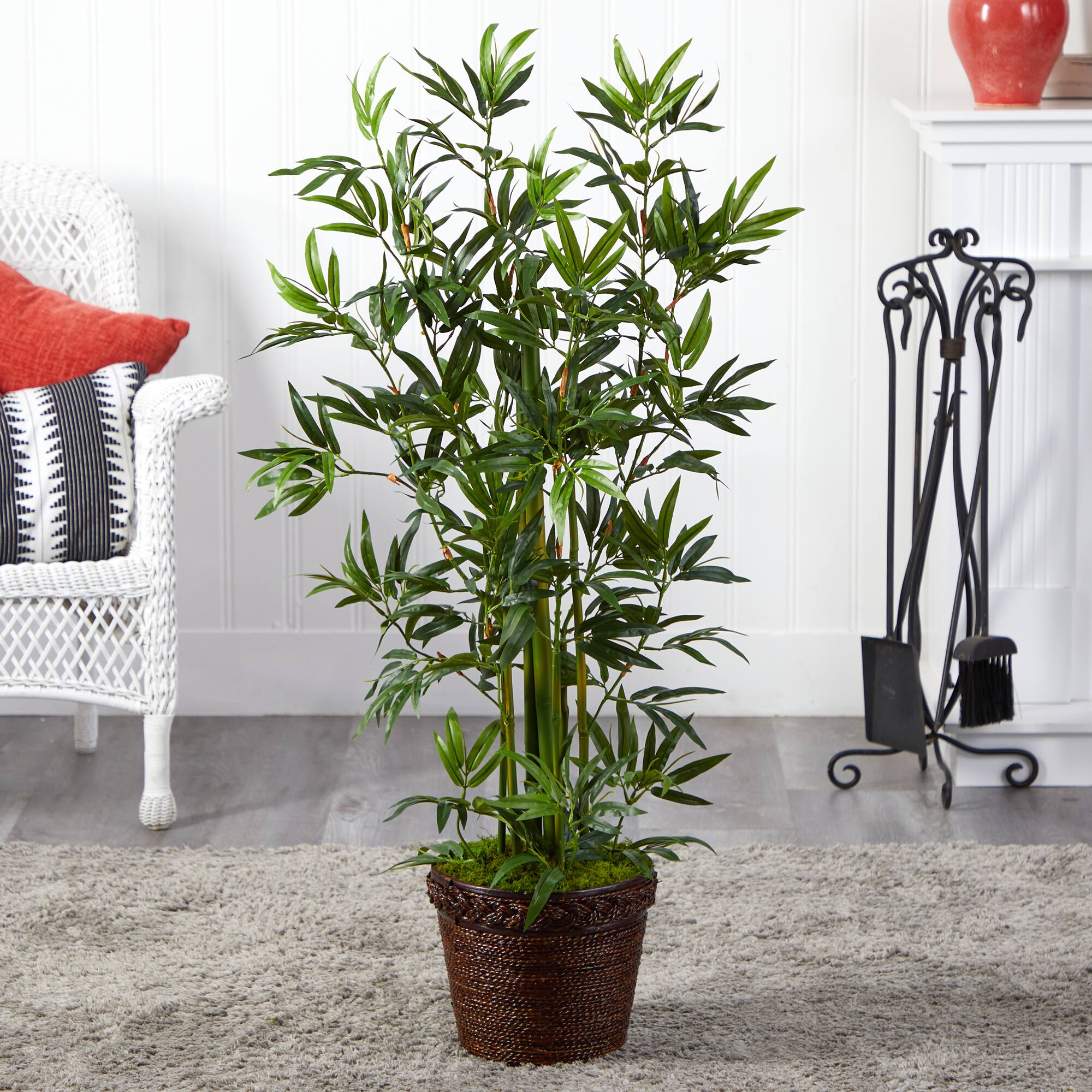 4ft. Bamboo Tree In Coiled Rope Planter