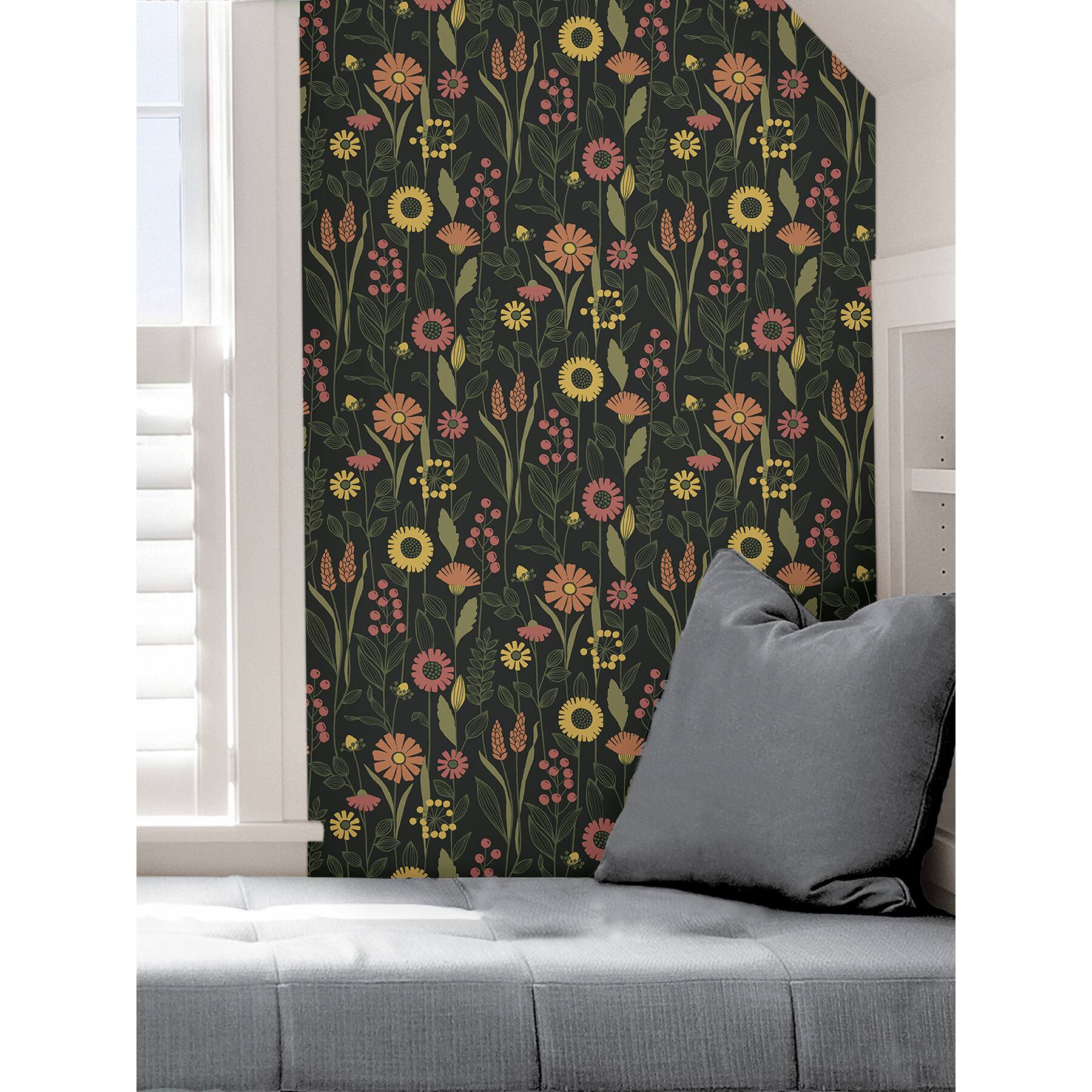 NuWallpaper Charcoal Jane Peel & Stick Wallpaper