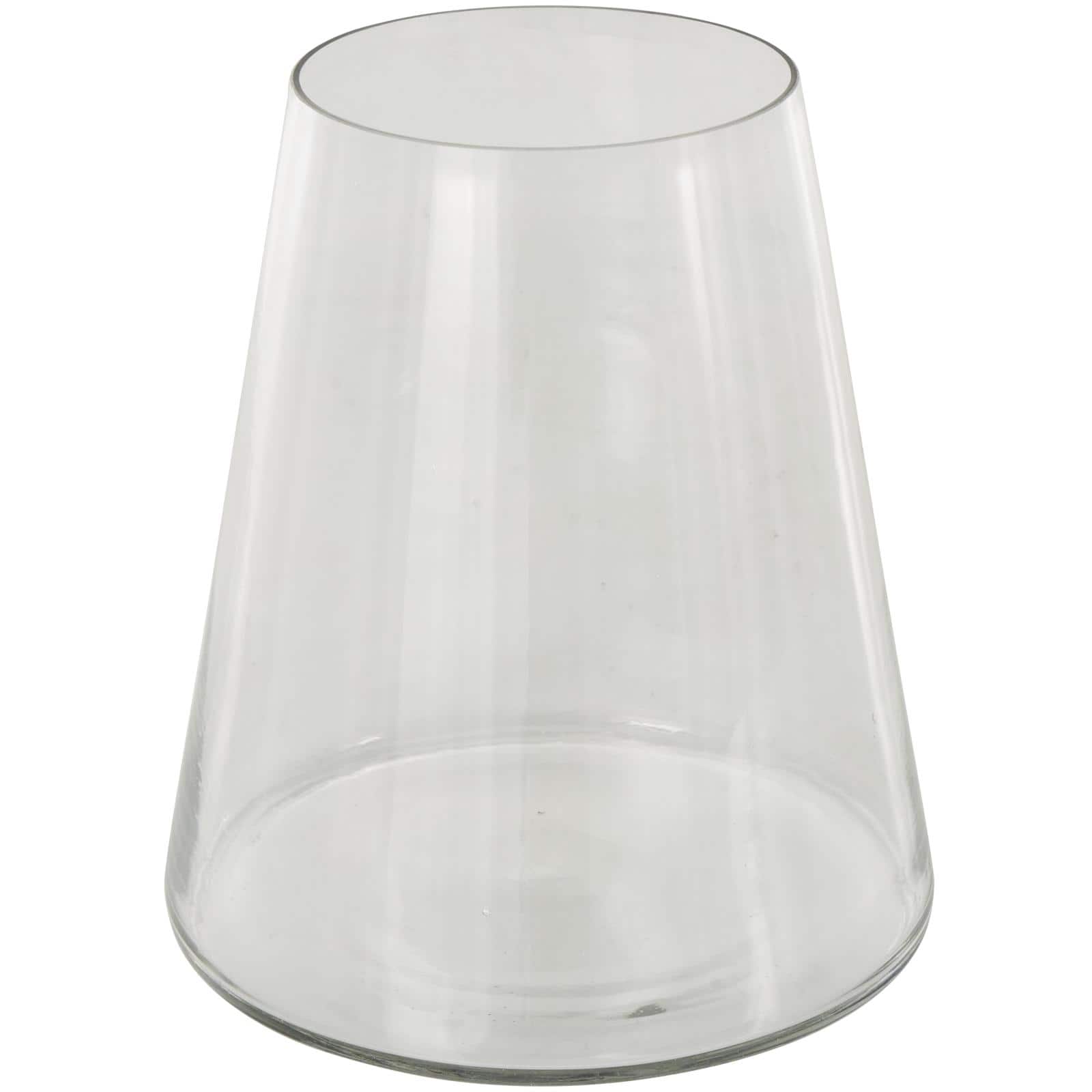 8.5" Clear Glass Wide Cone Shaped Decorative Vase