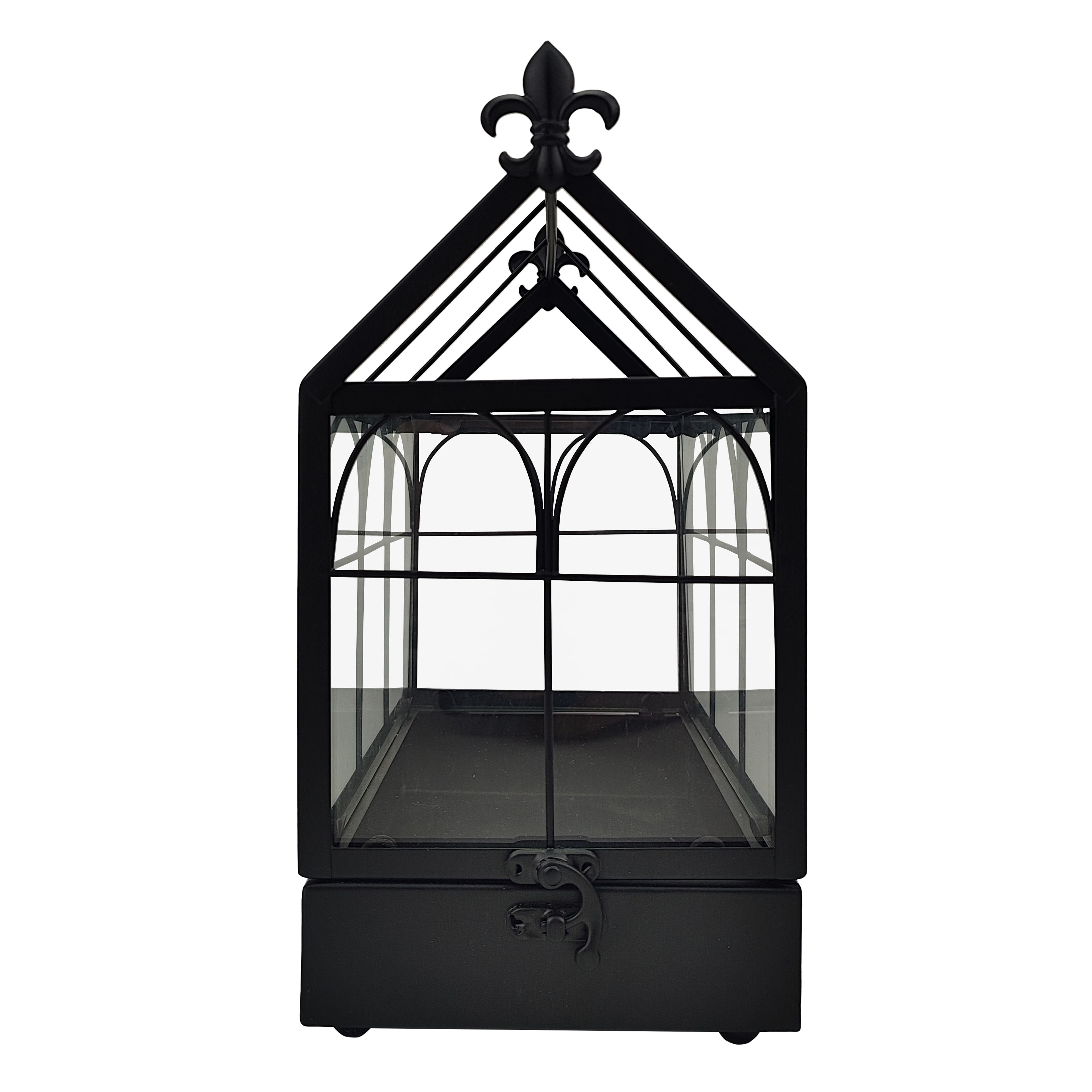 11" Black Glass & Metal Greenhouse Terrarium by Ashland®
