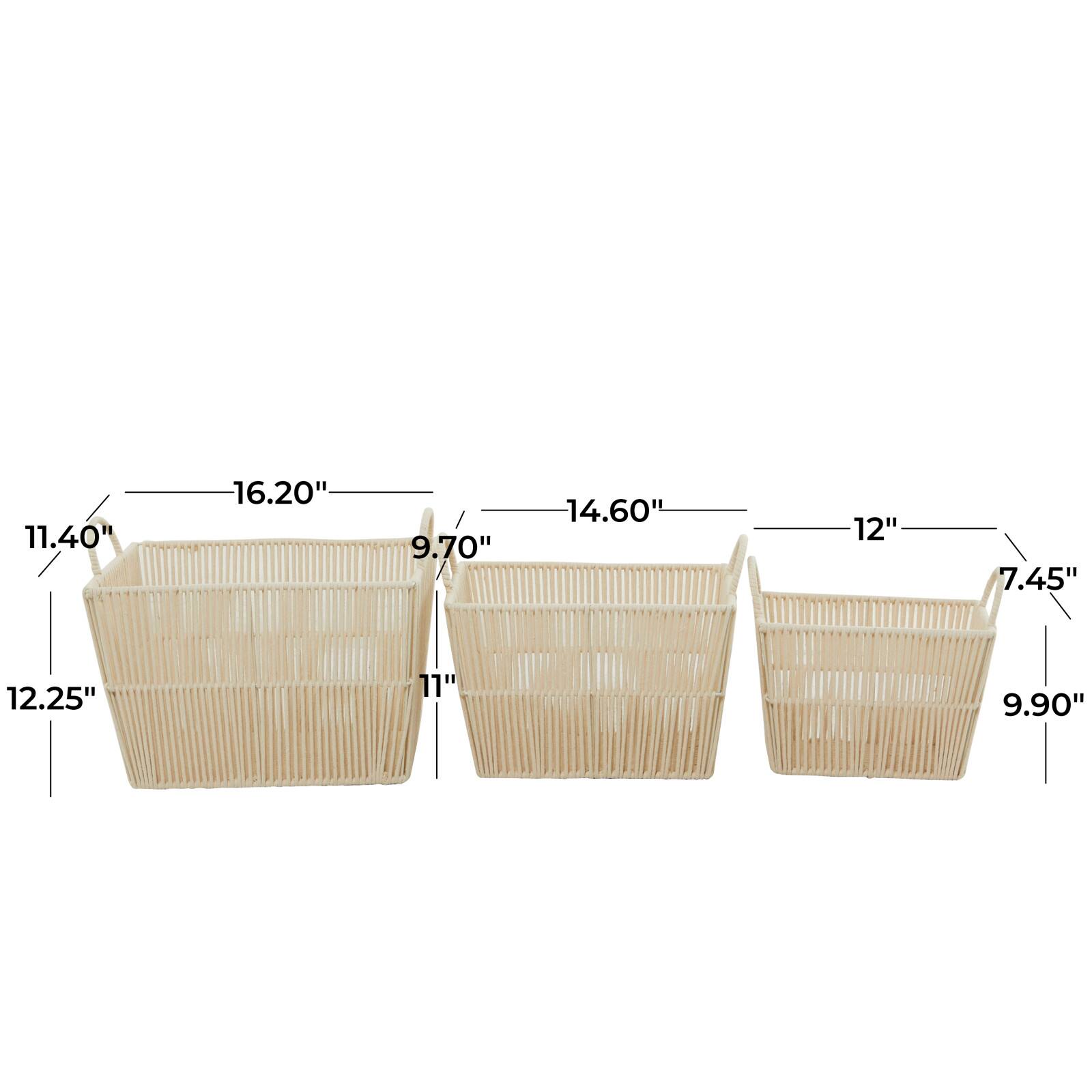 Cotton Handmade Storage Basket with Handles Set of 3 12", 11