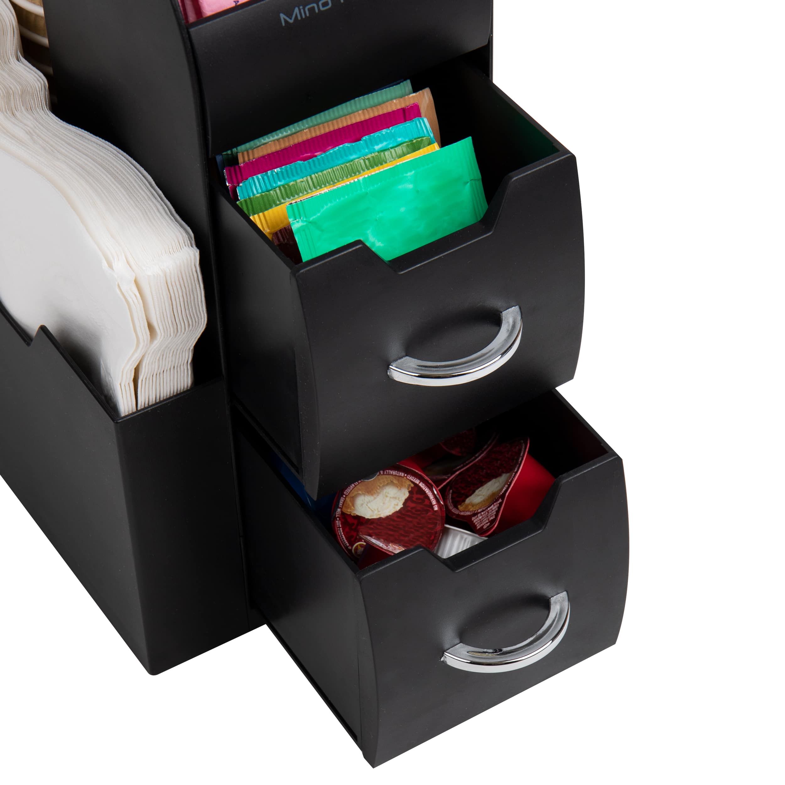 Mind Reader Anchor Collection 11-Compartment Black Coffee Cup and Condiment Dispenser, 2ct.