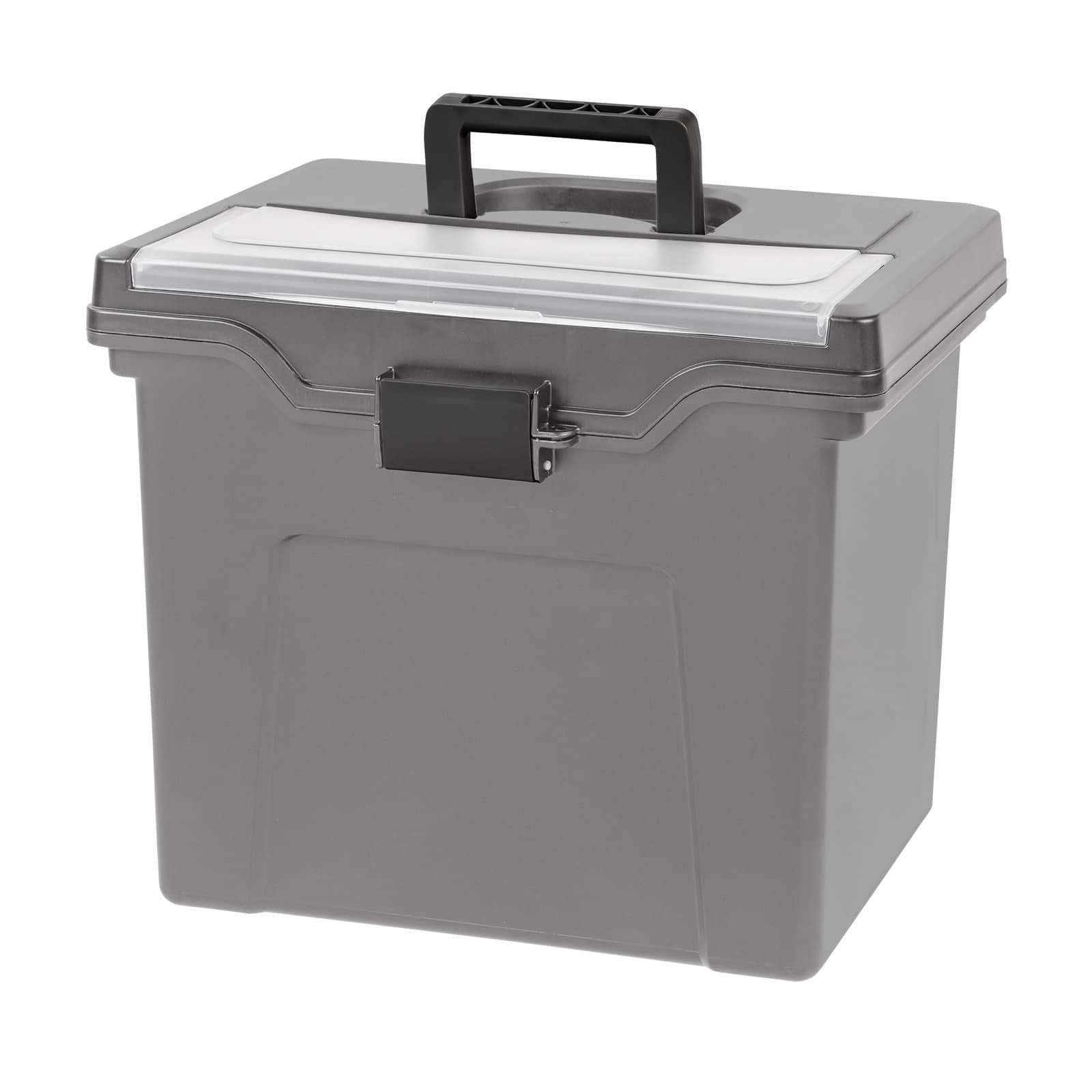 Iris® Gray, Portable File Box Letter Size, 4 Ct