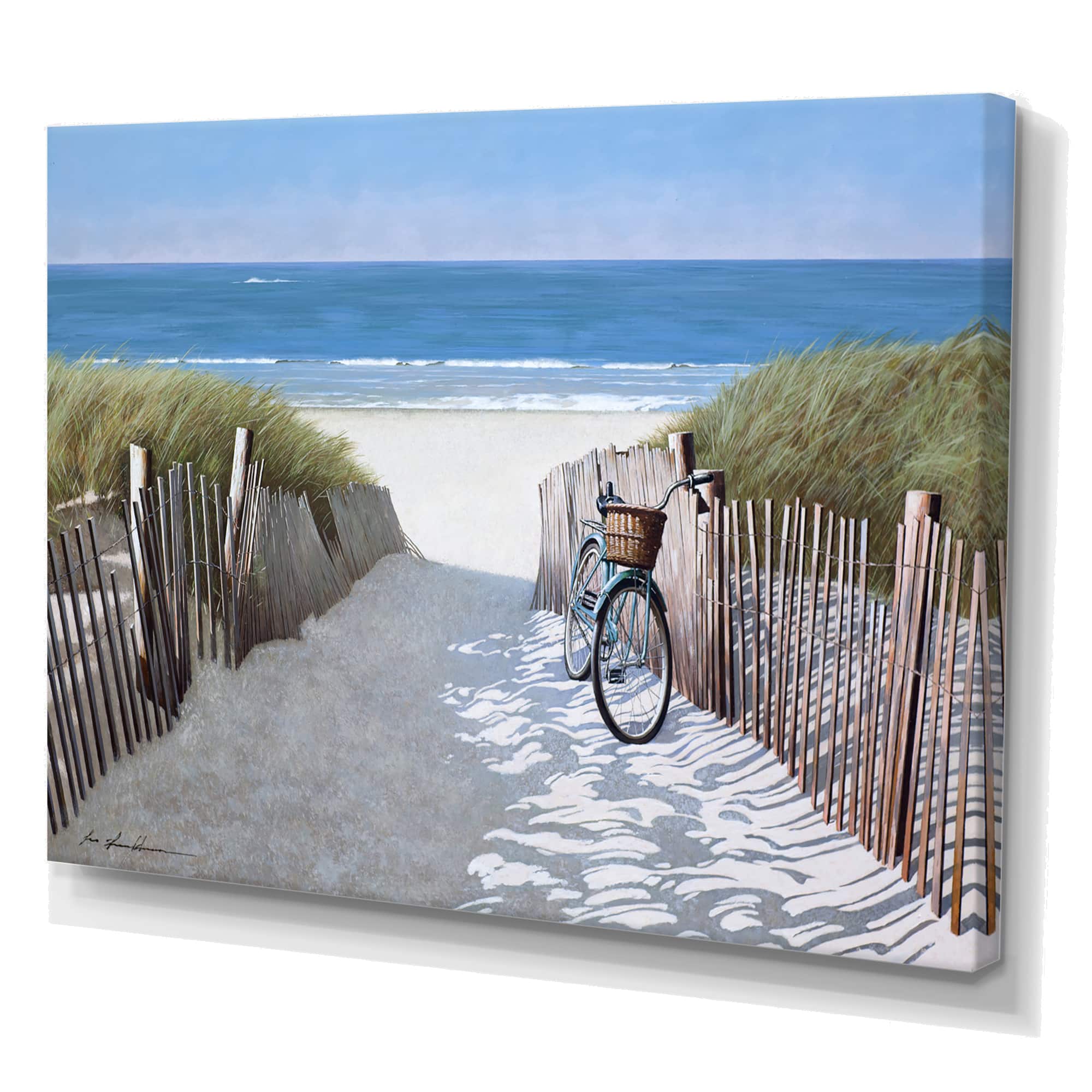 Designart - Beach Bike 2 - Nautical & Coastal Canvas Art Print in Blue | 32" x 24" | Michaels®