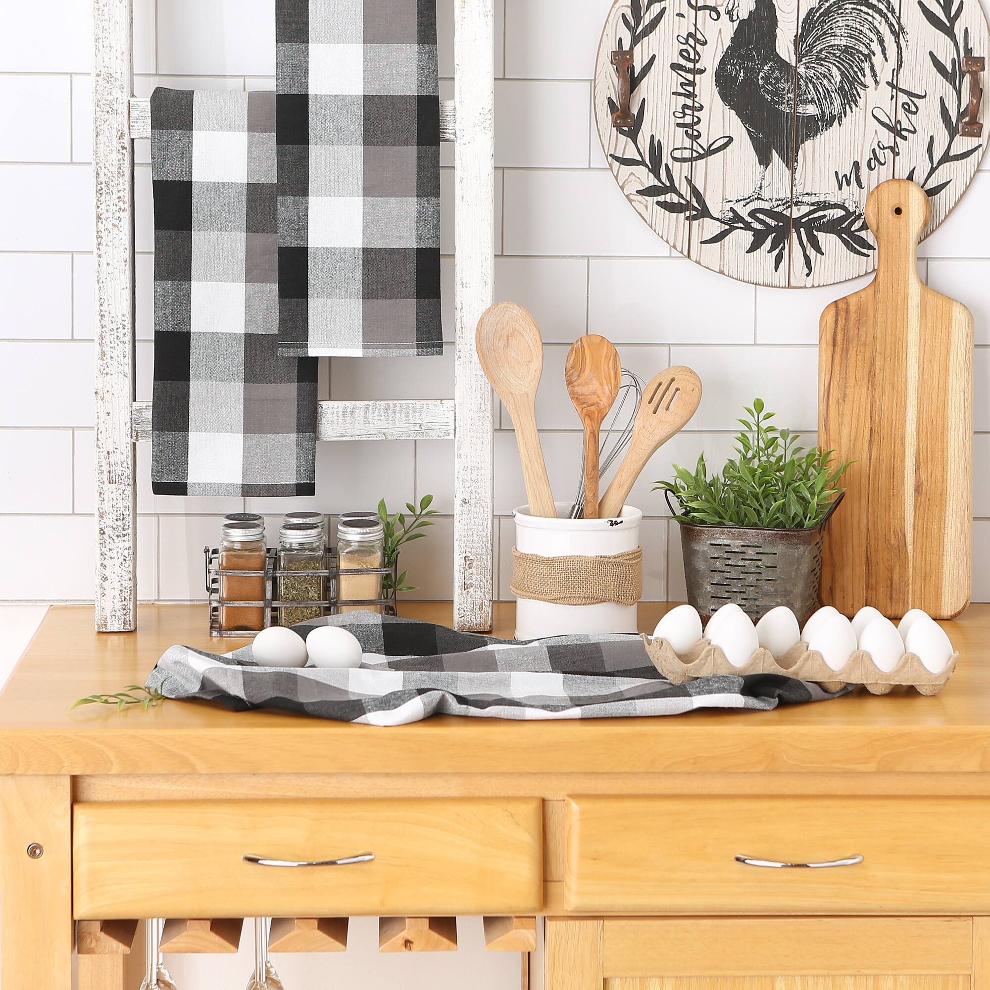 DII® Tri-Color Checkered Dish Towels, 3ct.