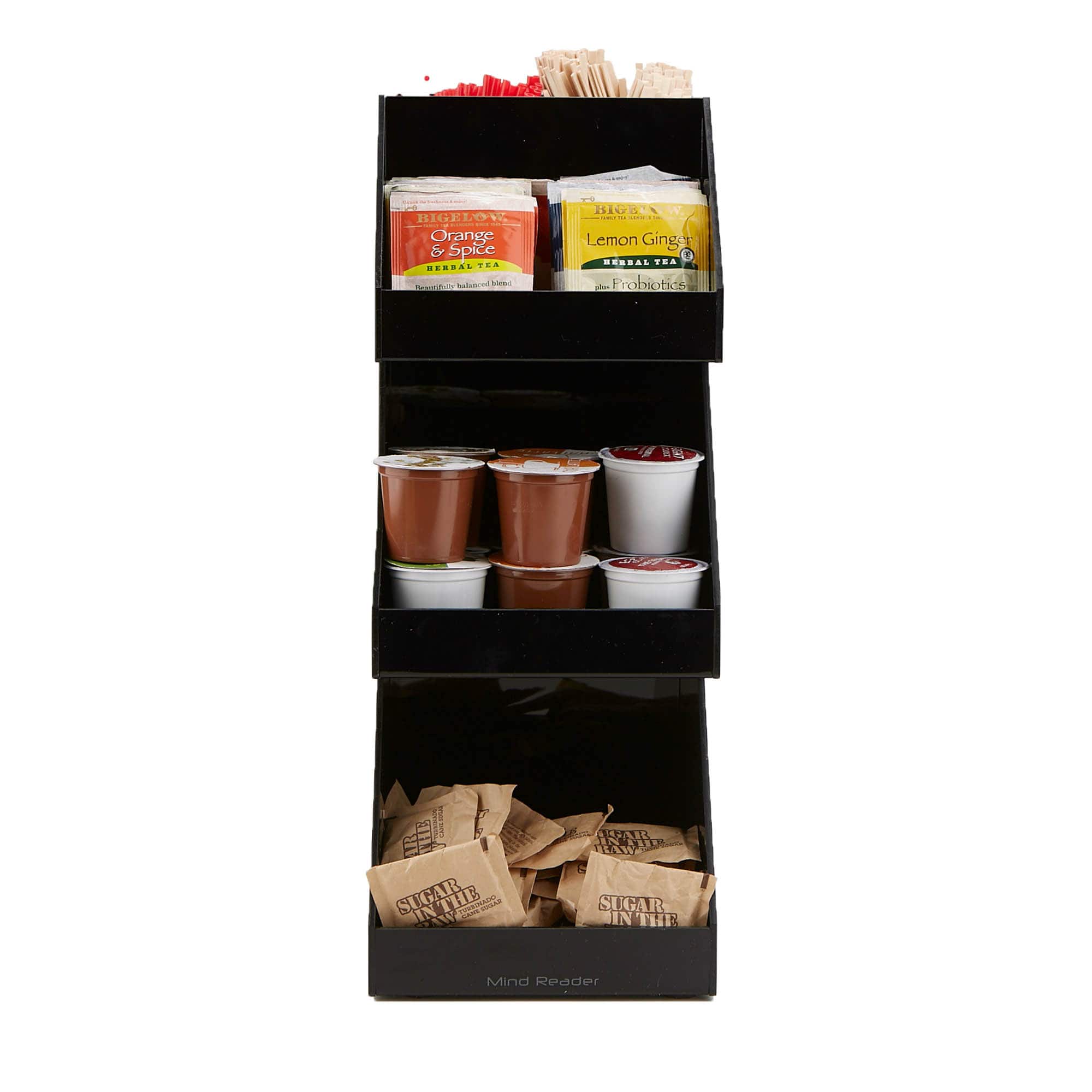 Mind Reader Black Acrylic 3-Tier High Quality Coffee and Tea Condiment Organizer