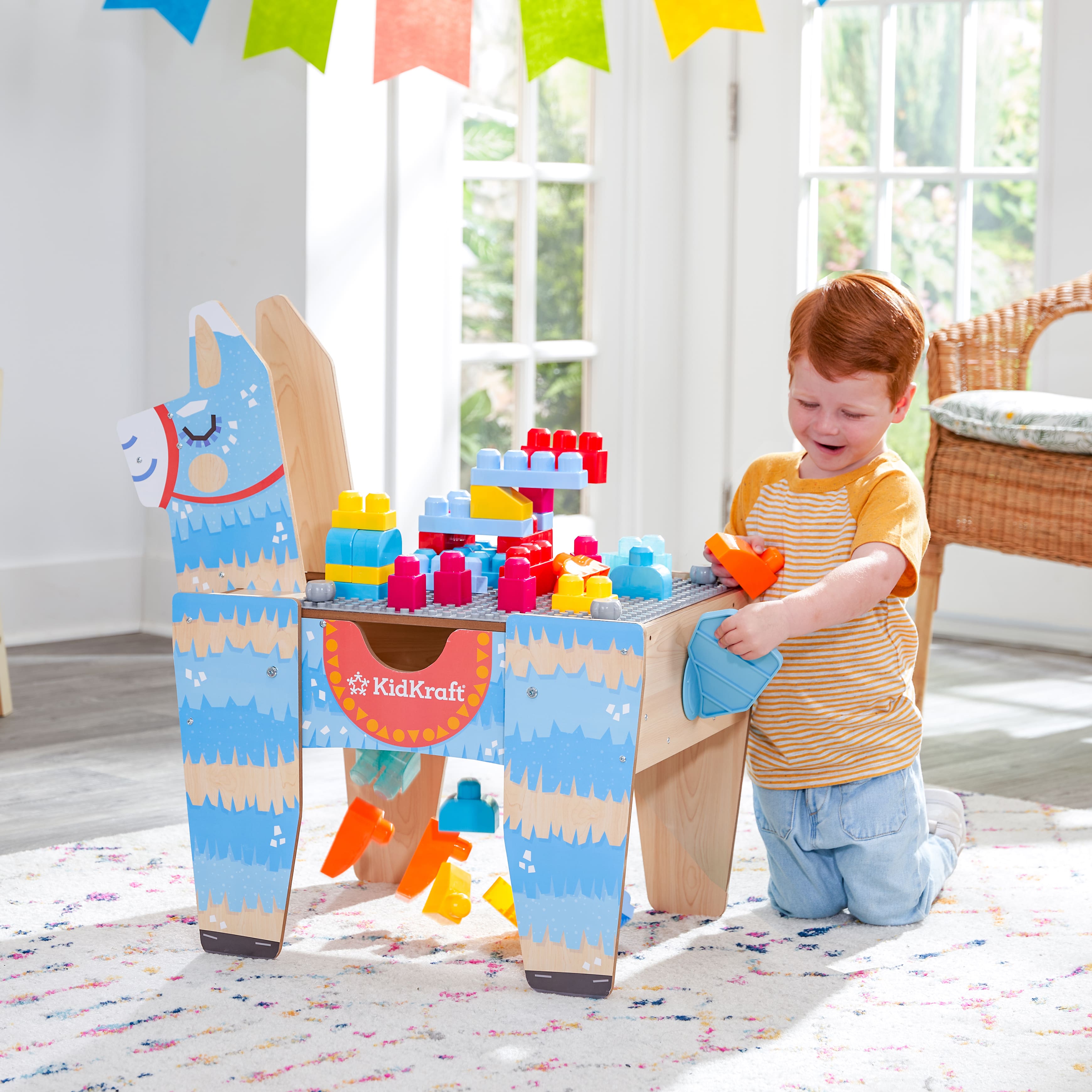 KidKraft Llama Pinata Building Bricks Wooden Table