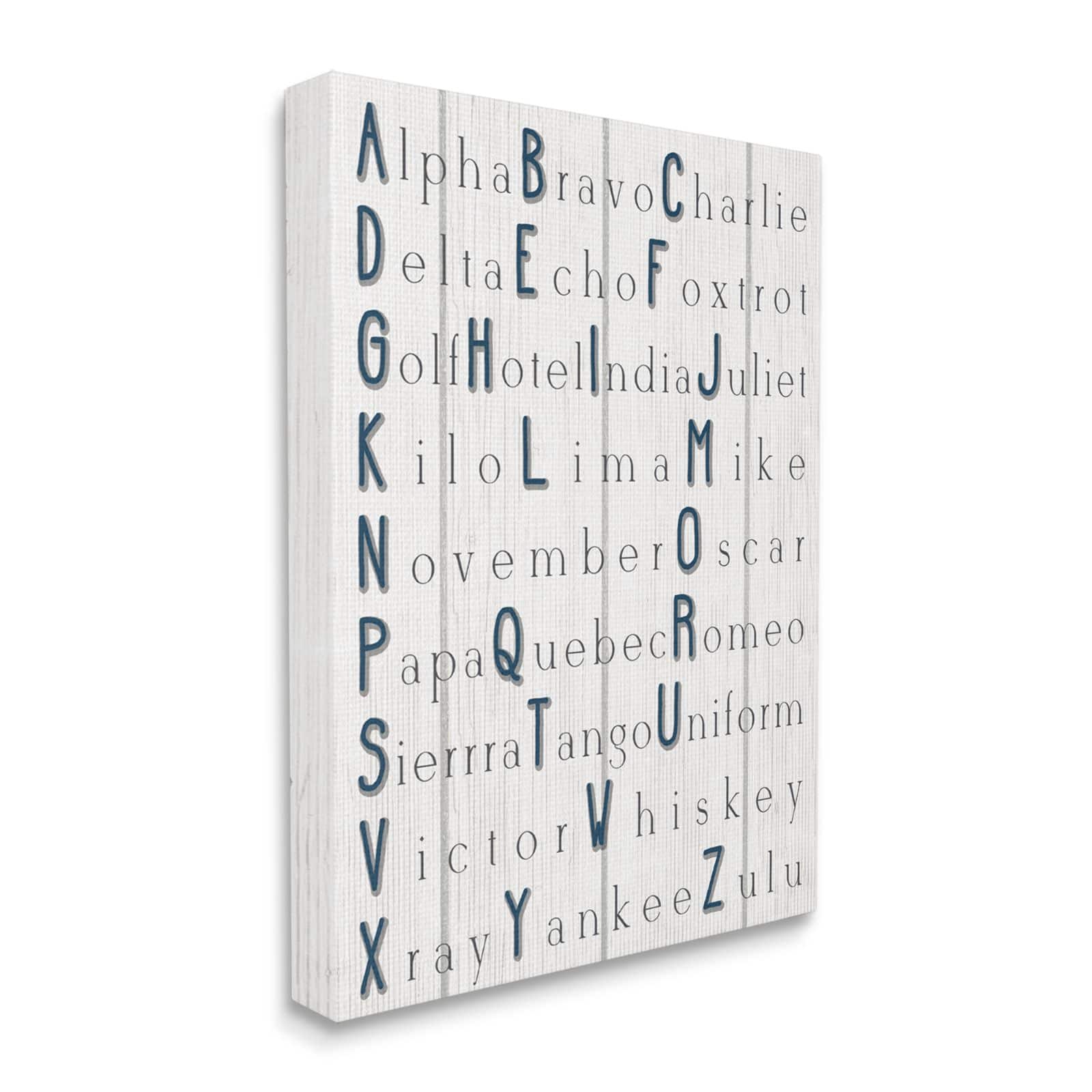 Stupell Industries Alpha Bravo Charlie Kids Alphabet Word Design Canvas Wall Art