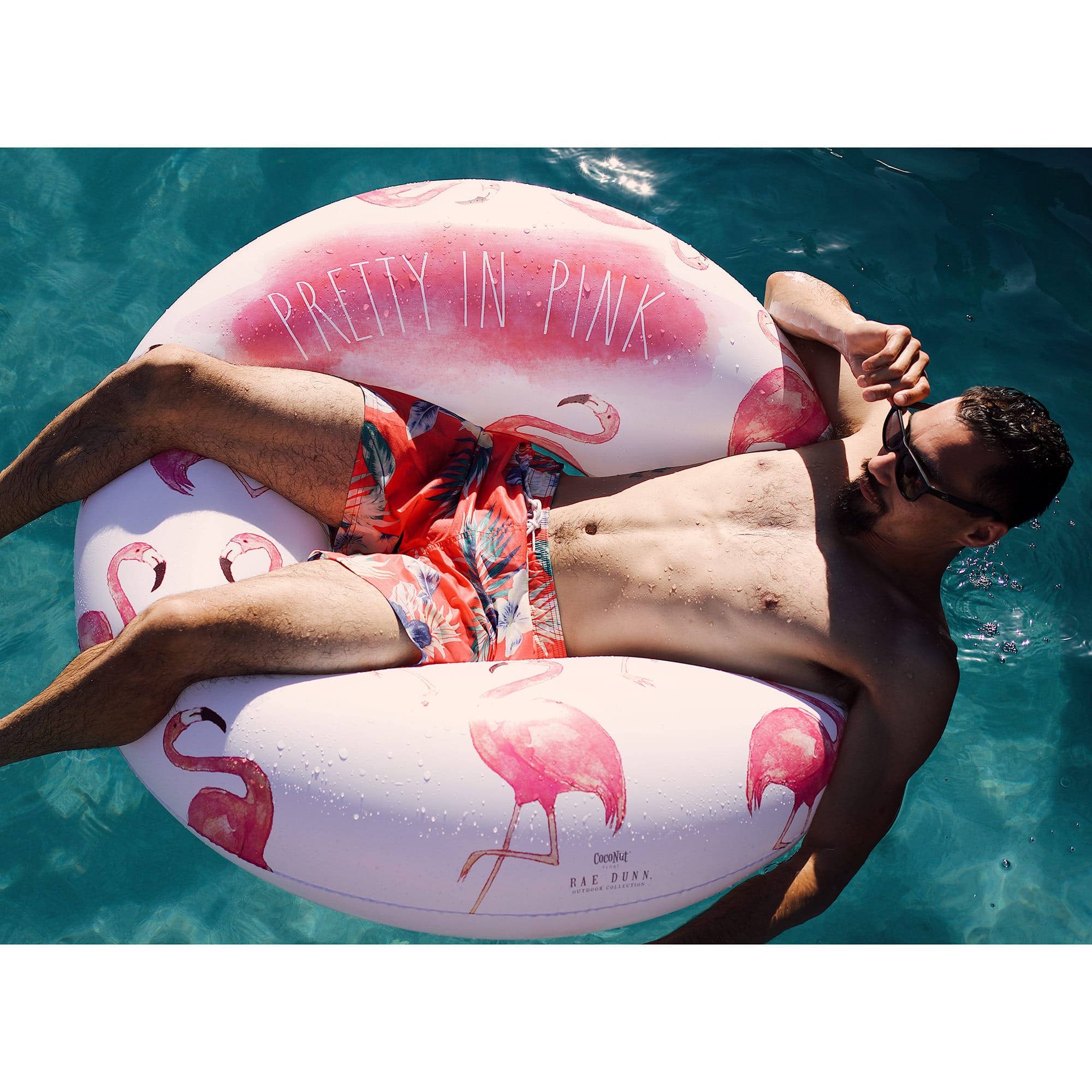 Rae Dunn 4ft. Pretty in Pink Flamingo Pattern Ring Float