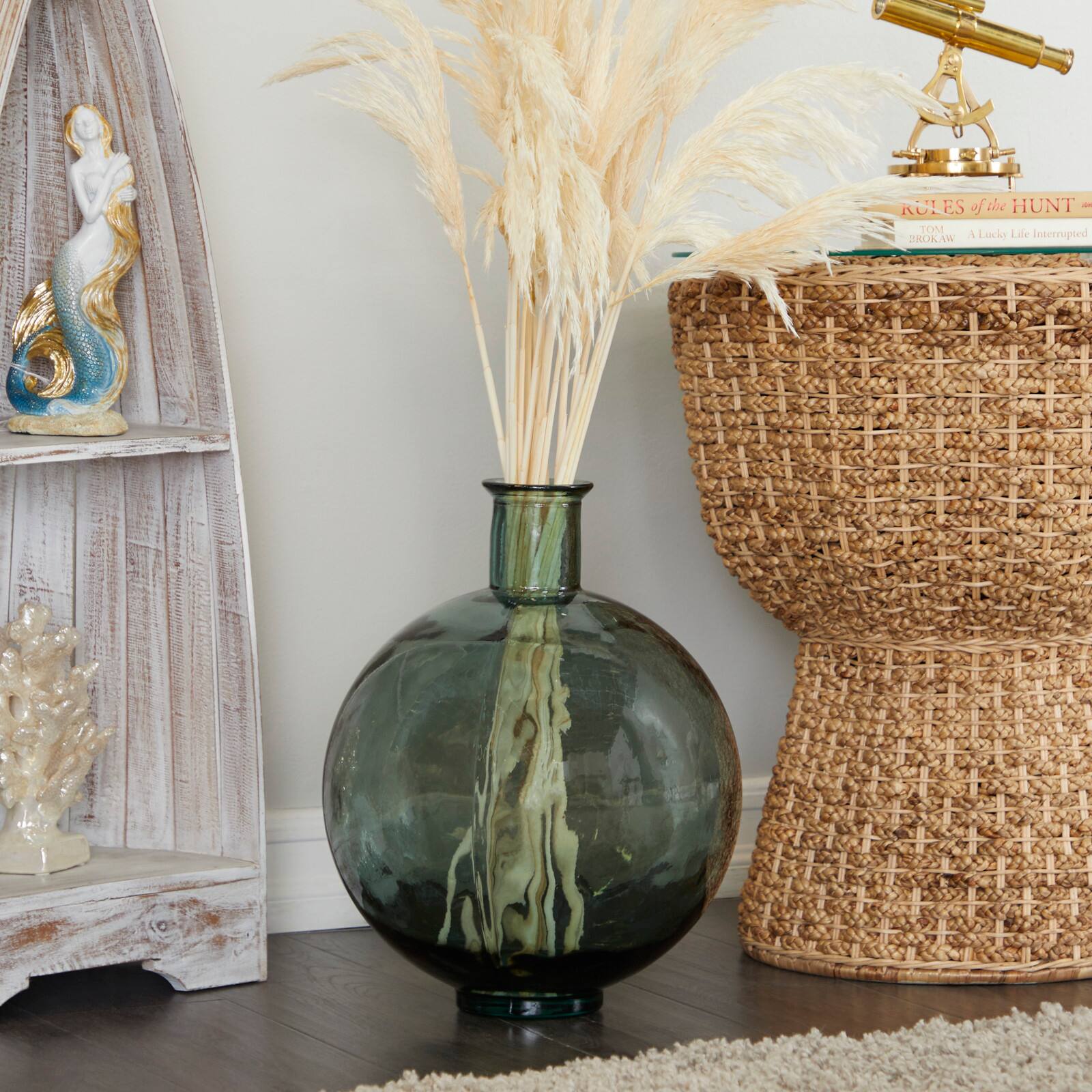 Green Recycled Glass Handmade Spanish Vase 13" x 13" x 17"