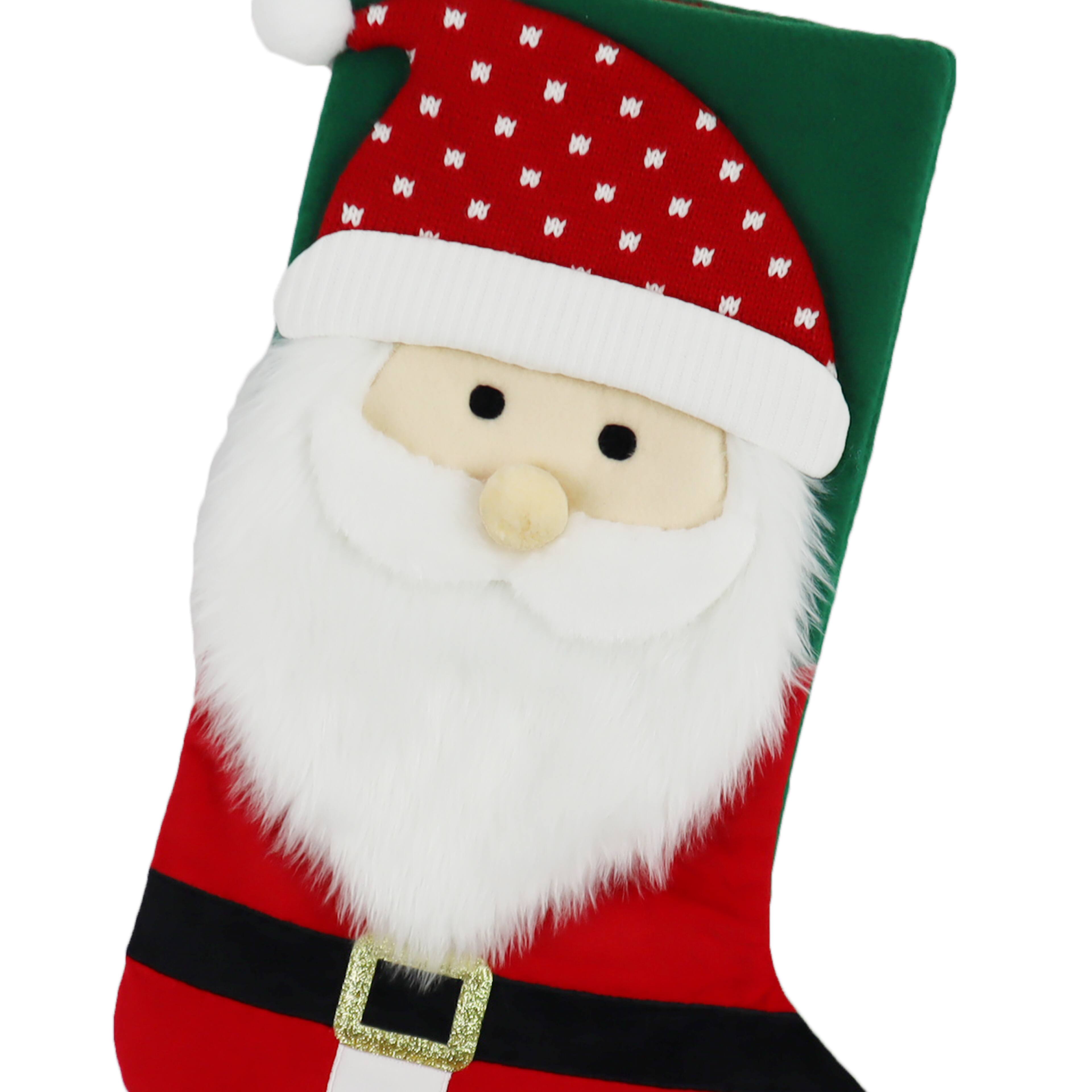 Bas de No&#xEB;l de 45,7 cm &#xE0; motif de p&#xE8;re No&#xEB;l orn&#xE9; d&#x2019;une barbe en similifourrure d&#x27;Ashland