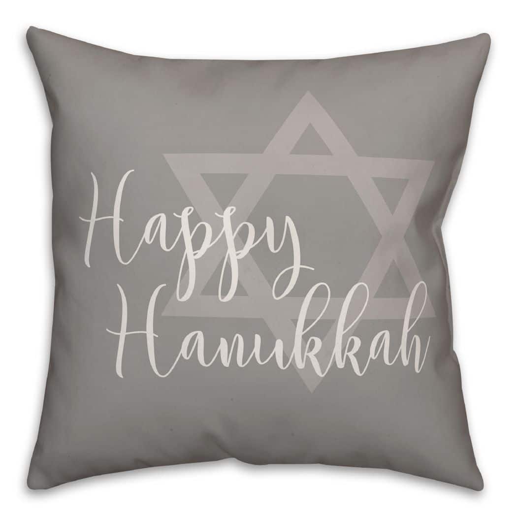 Happy Hanukkah Star of David 18x18 Spun Poly Pillow