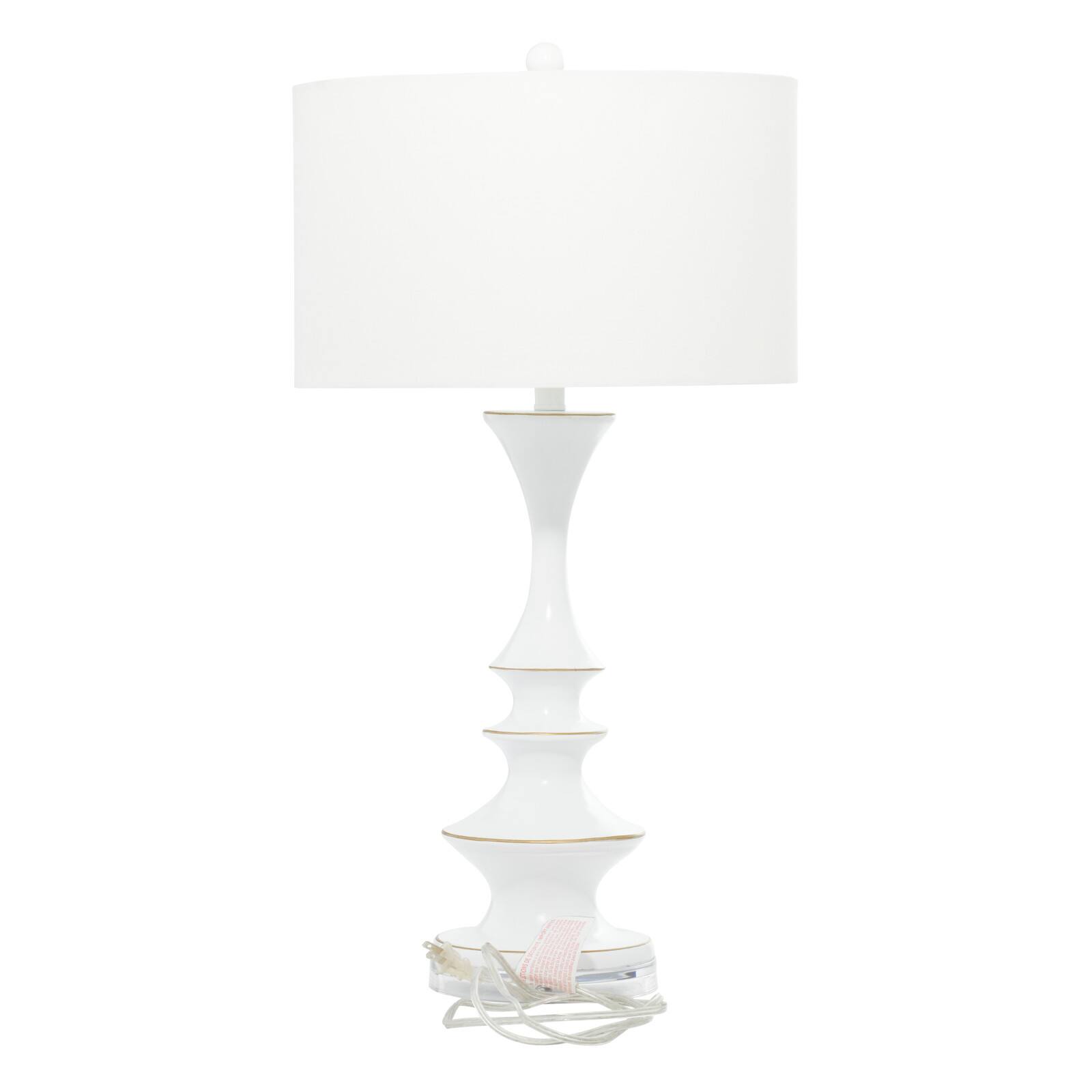 30" White Polystone & Iron Traditional Table Lamp