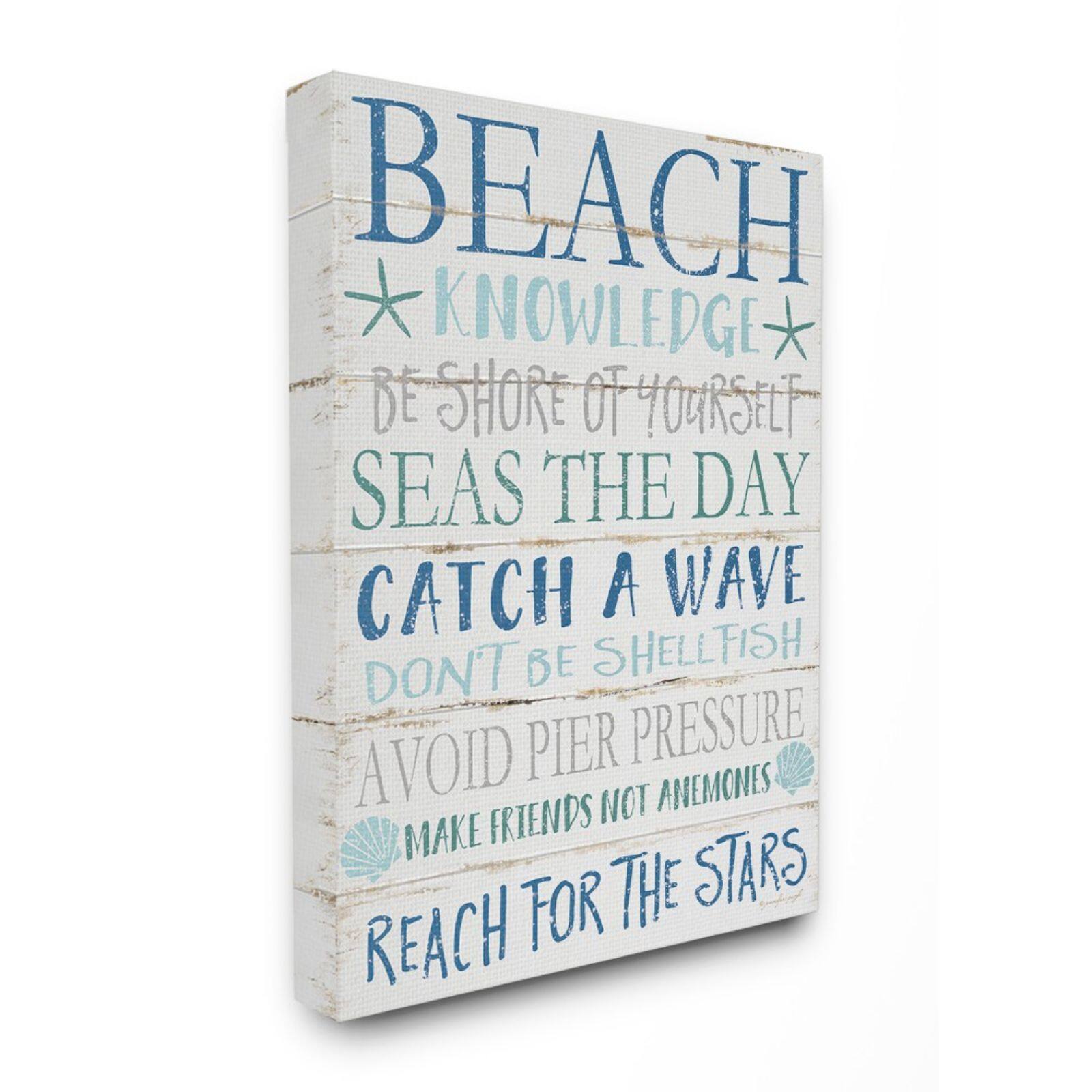 Stupell Industries Beach Knowledge Planked Wall Art