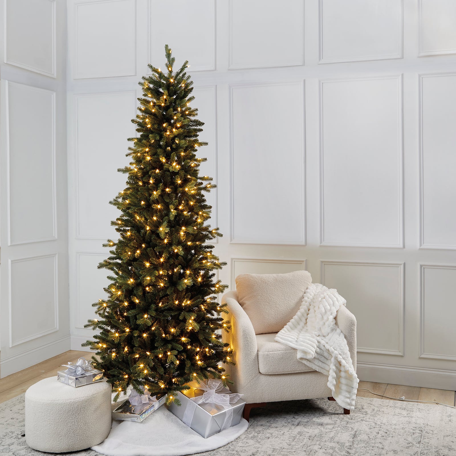 7.5ft. Pre-Lit Glenwood Slim Realistic Artificial Christmas Tree, Warm White LED Lights by Ashland&#xAE;