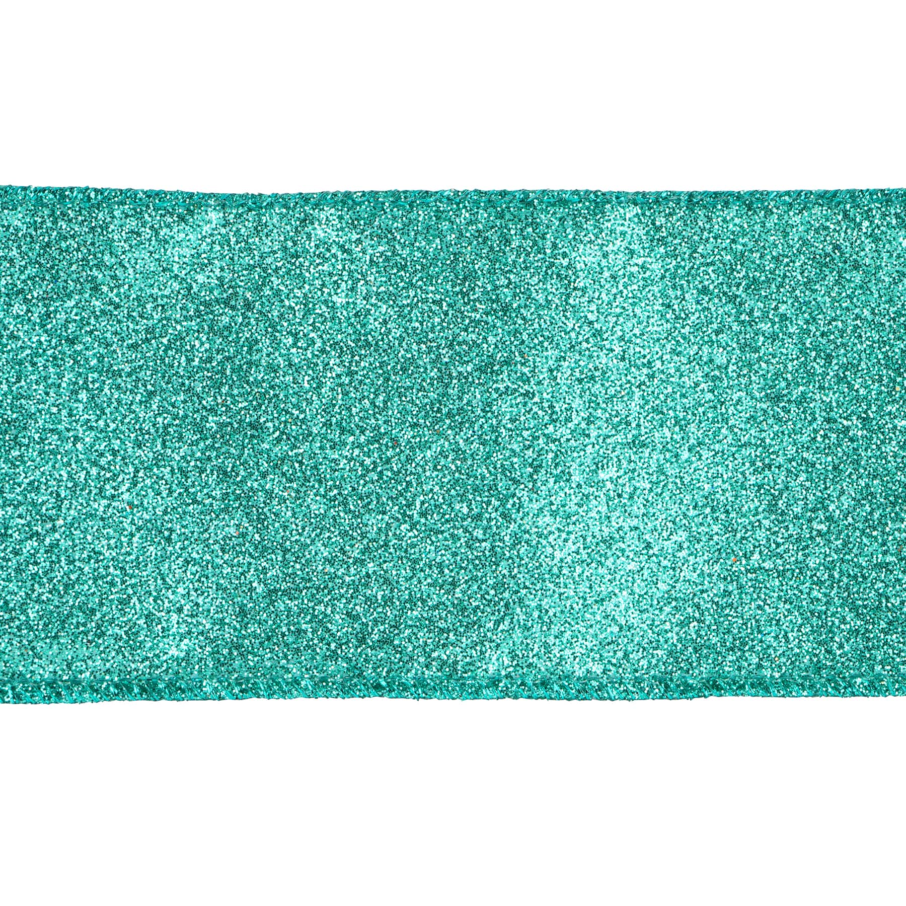 2.5&#x22; x 80ft. Turquoise Glitter Wired Jumbo Ribbon by Celebrate It&#xAE;