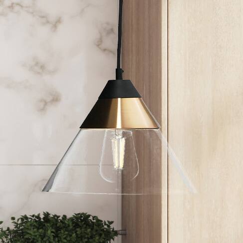 Hello Honey® Robert Stevenson Lighting Theo 10" Matte Black & Brushed Metal Ceiling Light