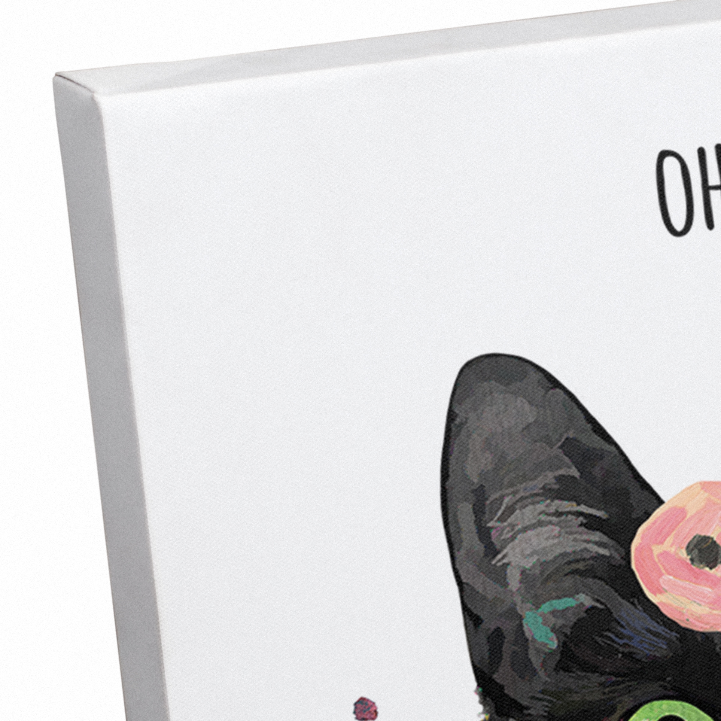 Oh, Hi Cat in Flowers Canvas Wall Art