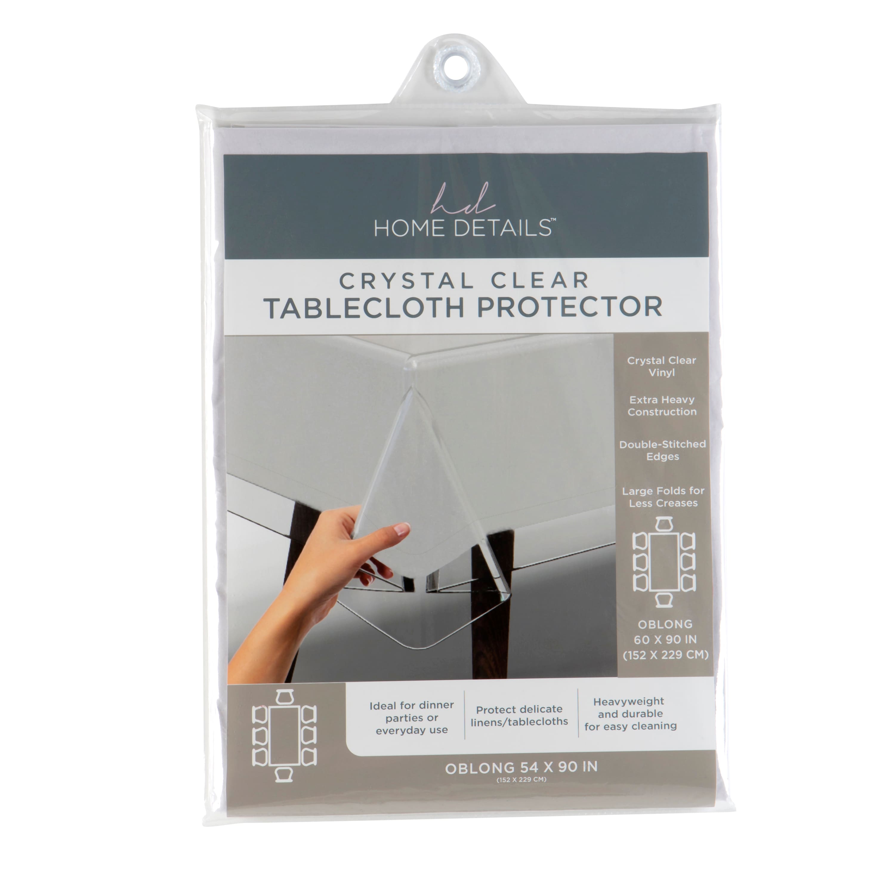 Home Details 90" Clear Tablecloth Protector
