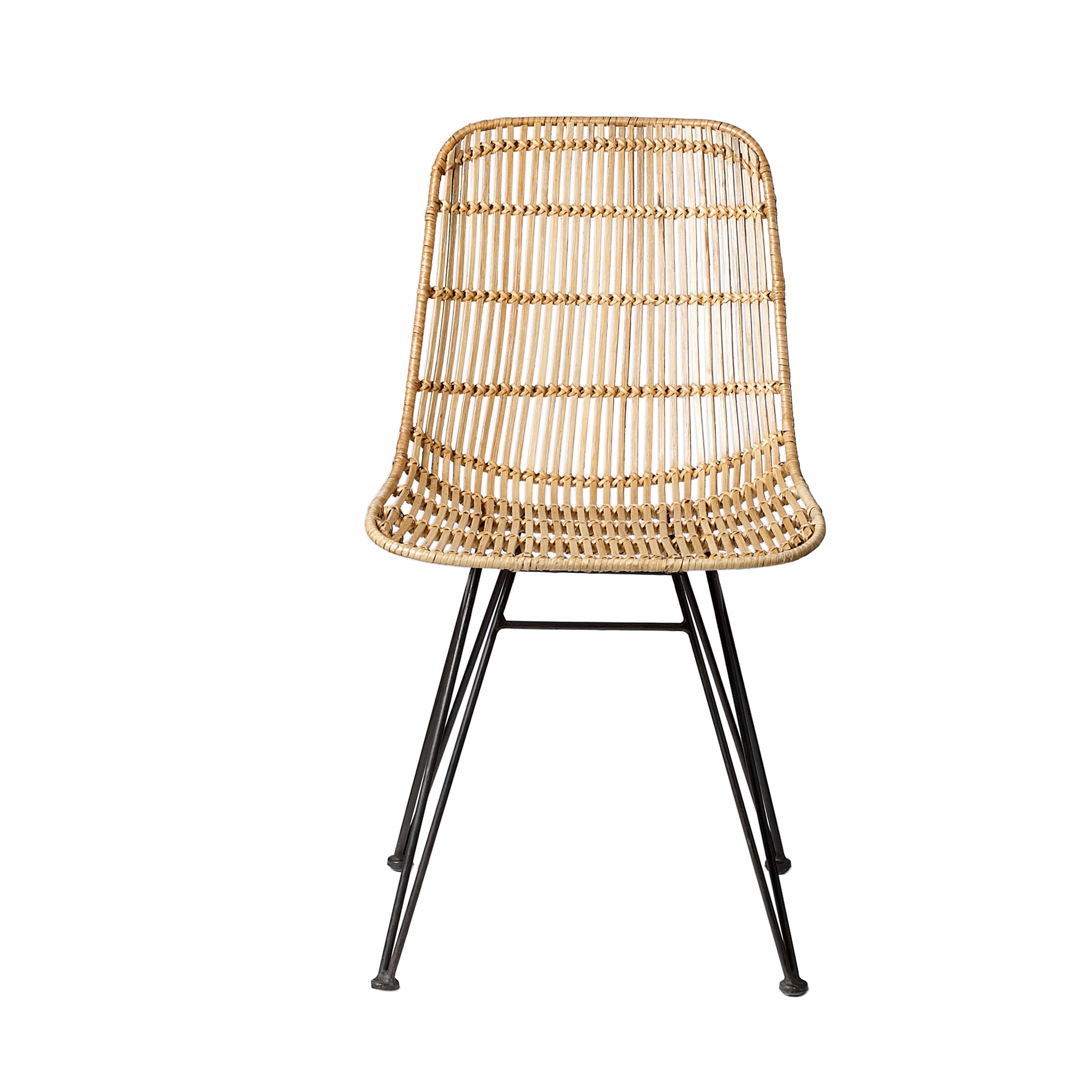 Hello Honey® Natural & Black Boho Rattan & Metal Dining Chair