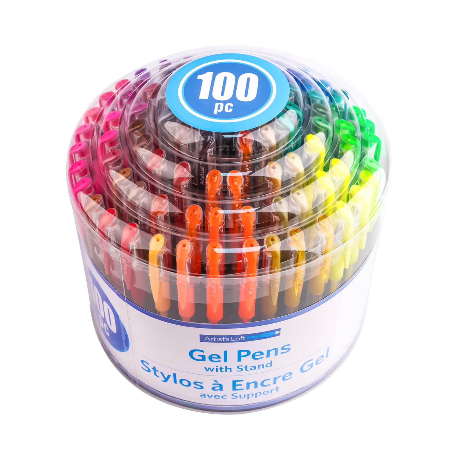 Gel Pens, 3 Sizes Ball Point Tips, Assorted Colors, Set of 100